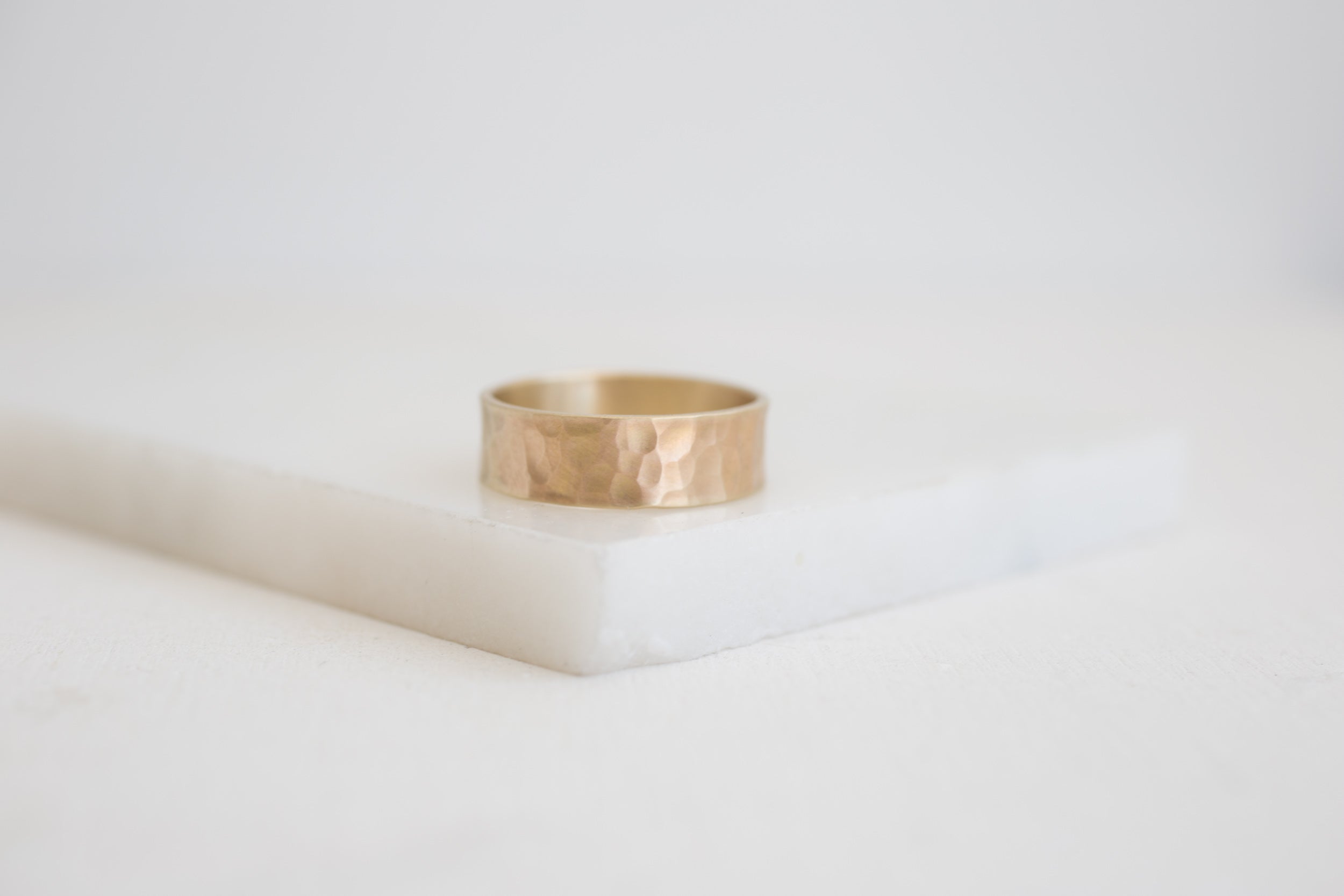 7 x 1 mm Hammered Flat Band | 14k Recycled Yellow Gold