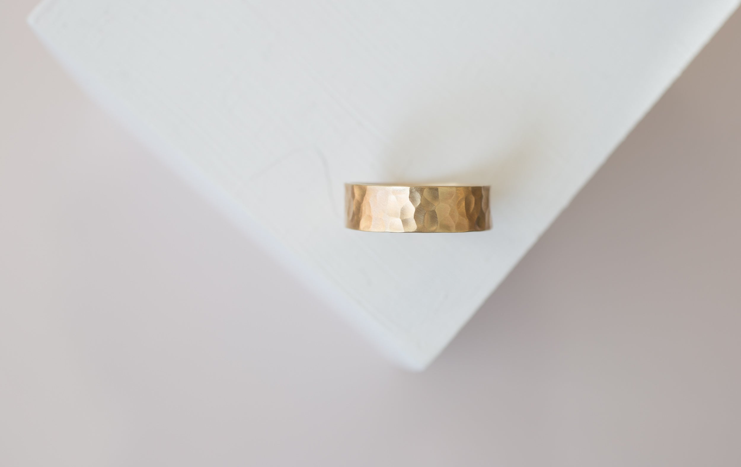 7 x 1 mm Hammered Flat Band | 14k Recycled Yellow Gold