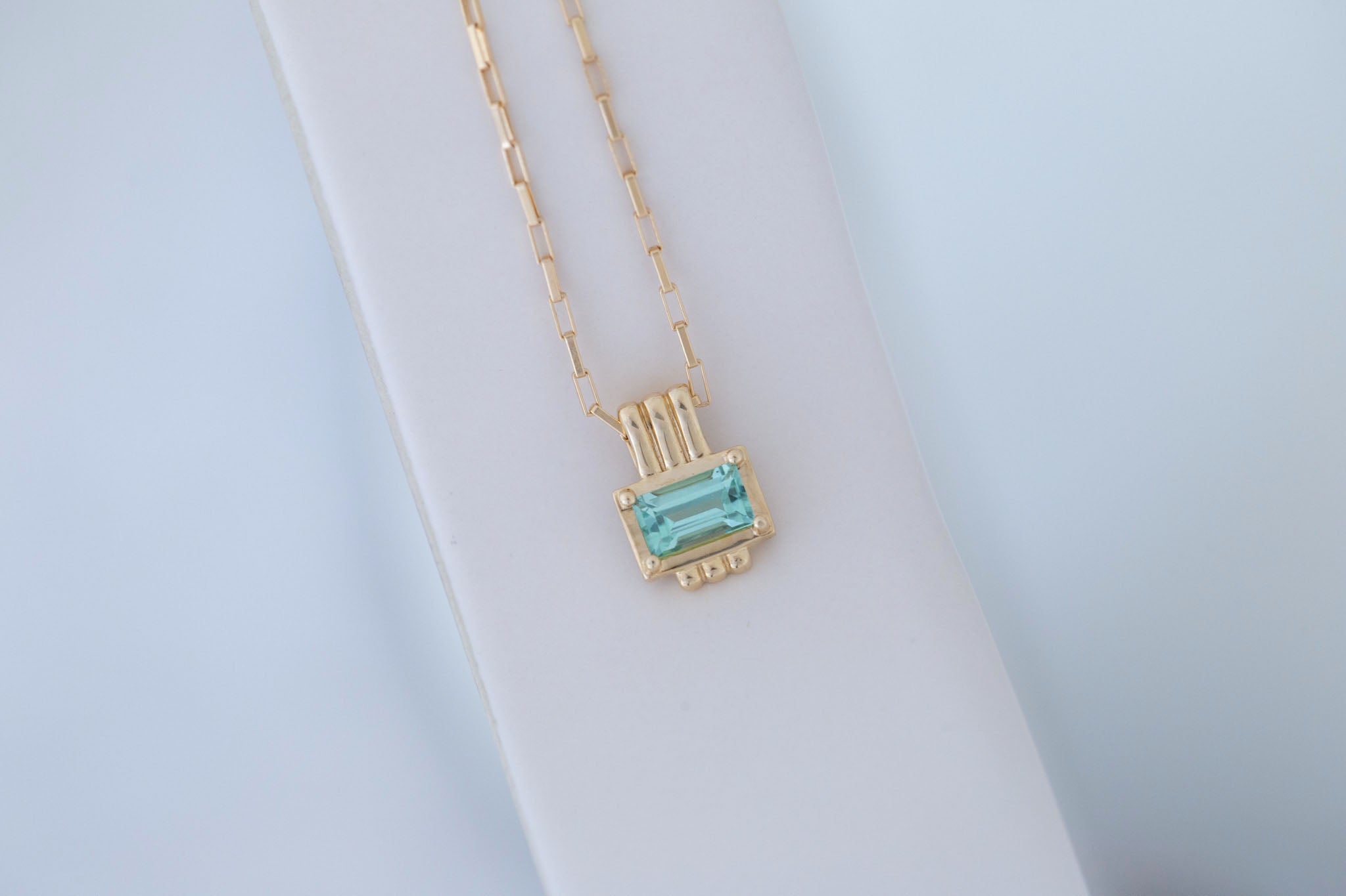 Alto Pendant | Aqua-Blue Tourmaline 0.81 ct | 14k Yellow Gold | One of a Kind