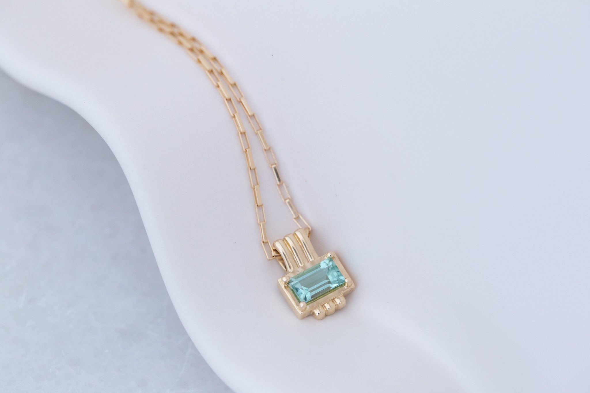 Alto Pendant | Aqua-Blue Tourmaline 0.81 ct | 14k Yellow Gold | One of a Kind