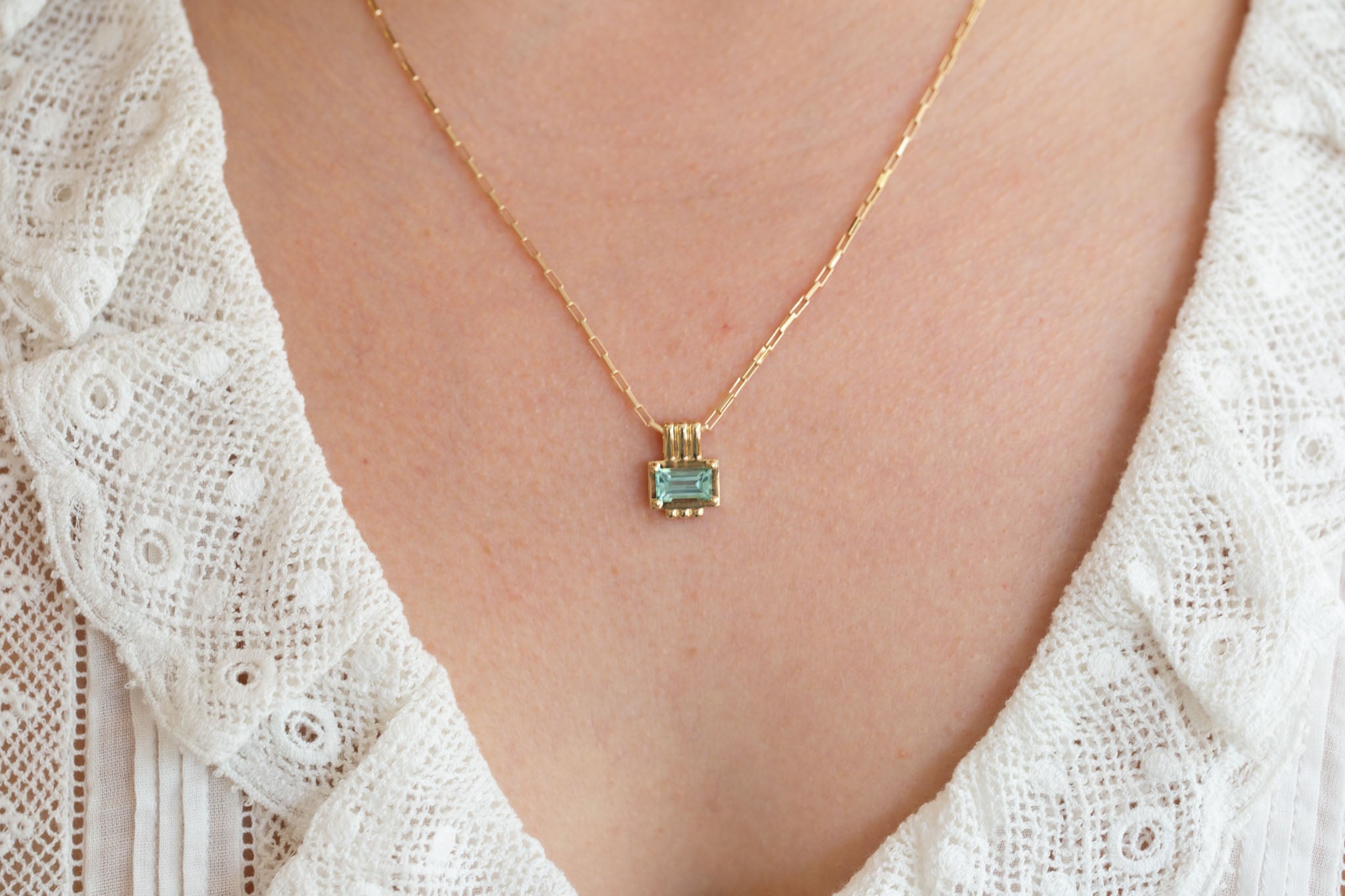 Alto Pendant | Aqua-Blue Tourmaline 0.81 ct | 14k Yellow Gold | One of a Kind