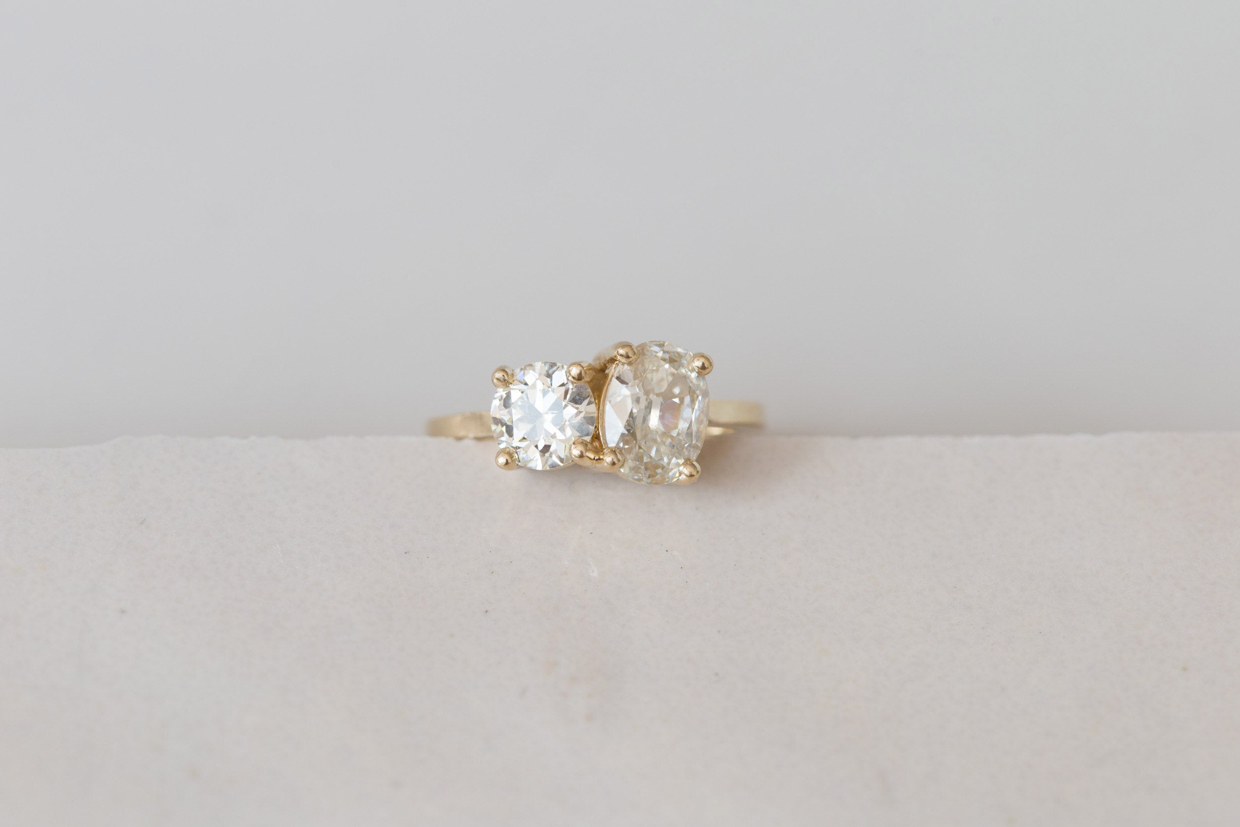 Antique Cut Diamond Toi et Moi Engagement Ring | 14k Recycled Gold | One of a Kind