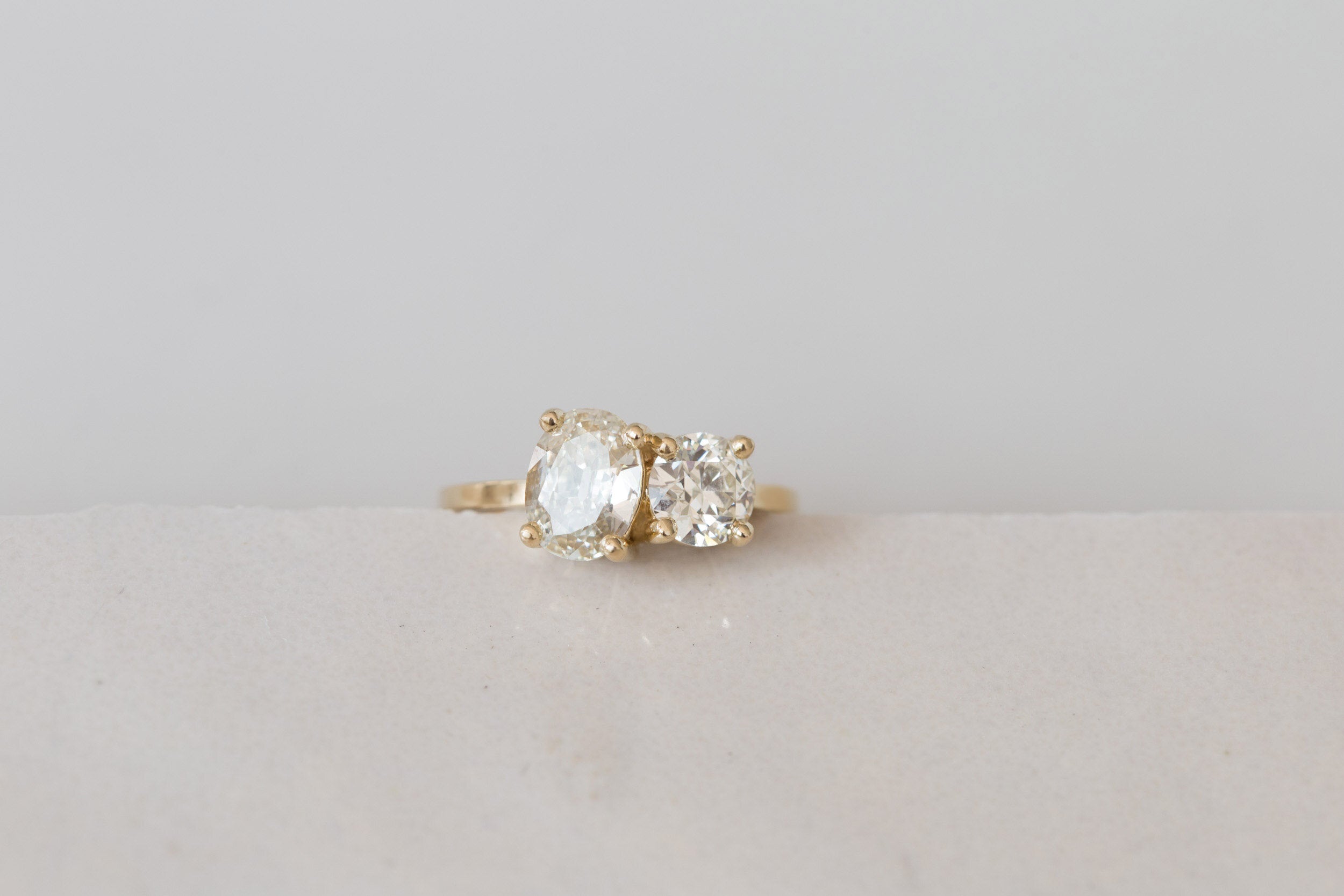 Antique Cut Diamond Toi et Moi Engagement Ring | 14k Recycled Gold | One of a Kind