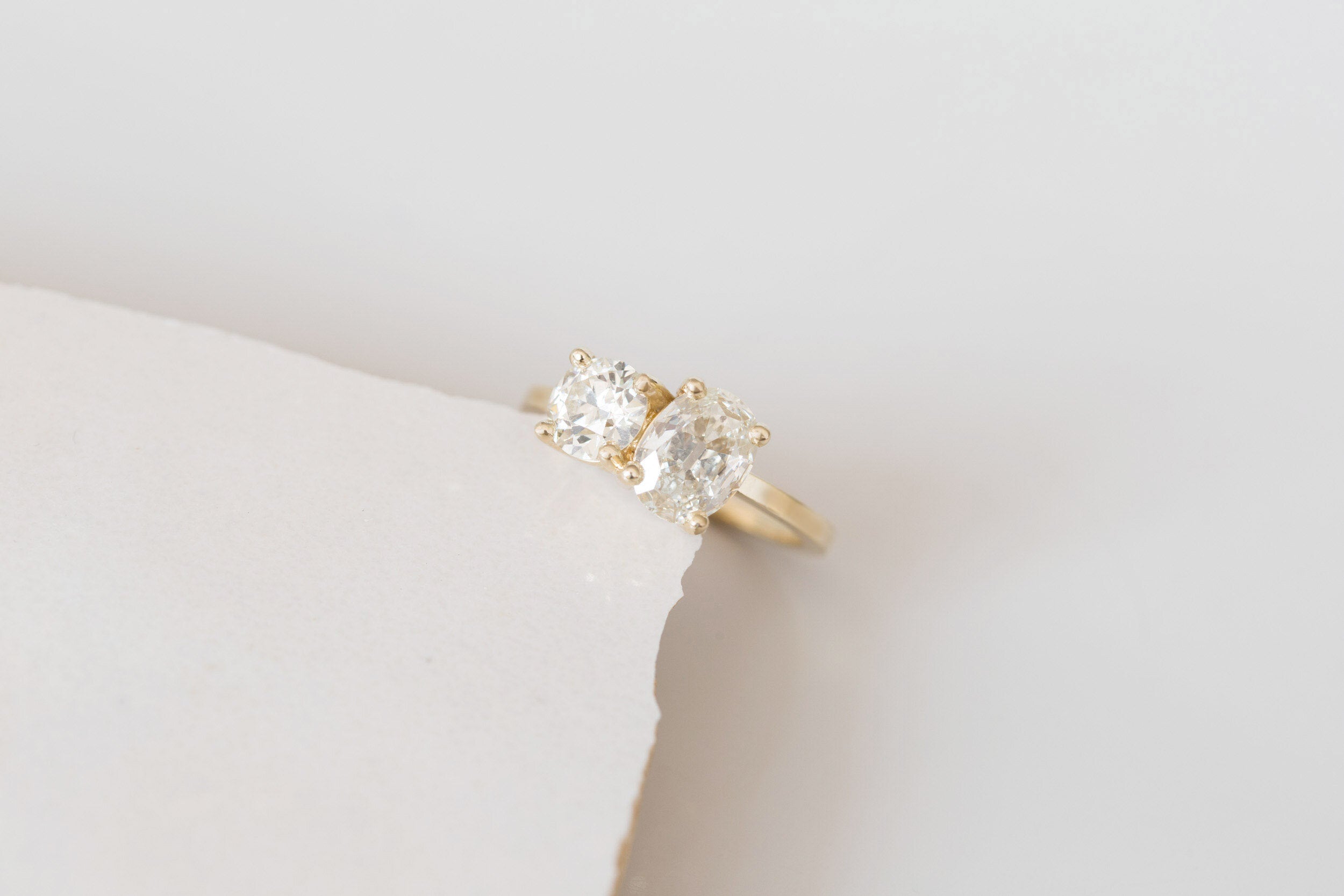 Antique Cut Diamond Toi et Moi Engagement Ring | 14k Recycled Gold | One of a Kind