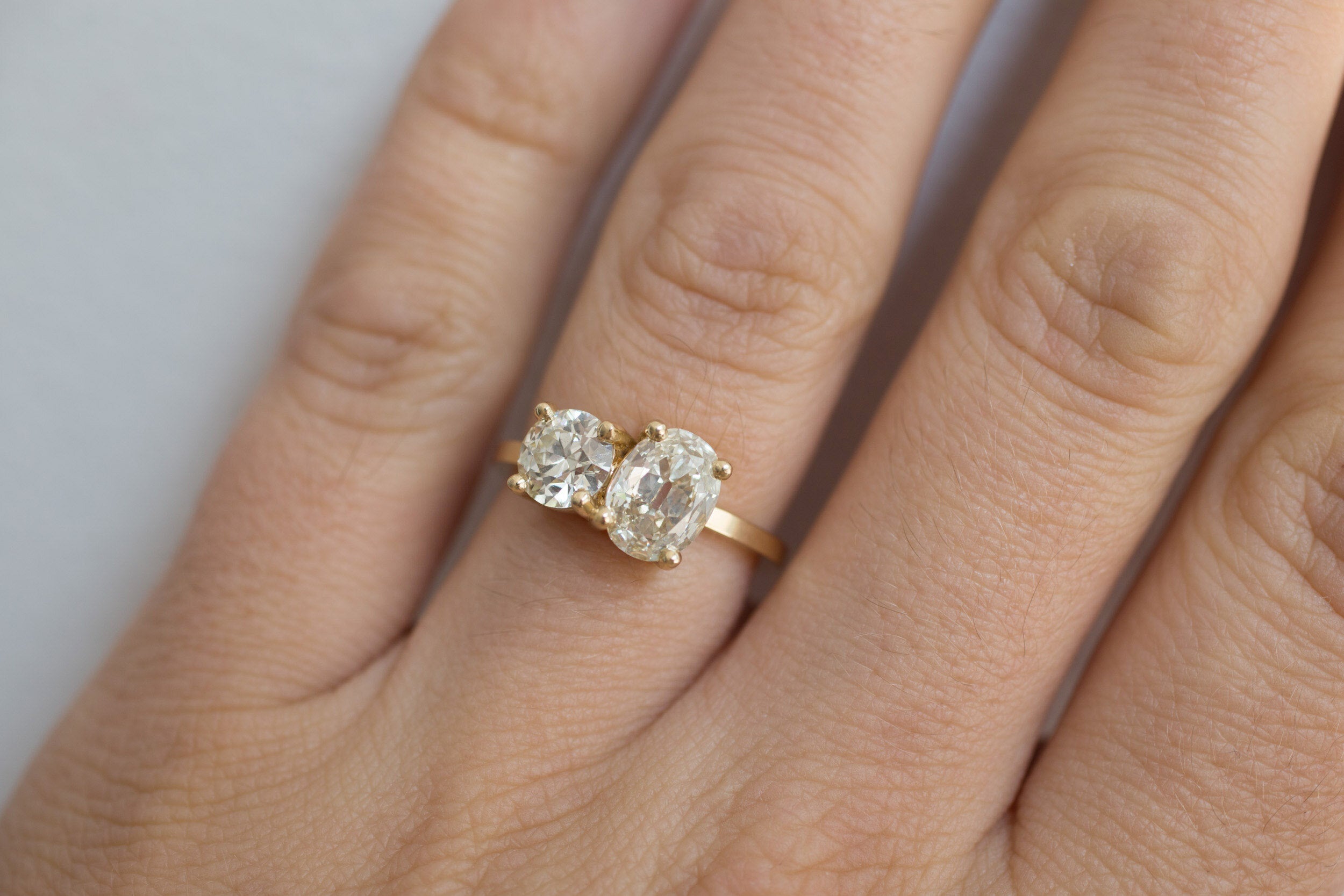 Antique Cut Diamond Toi et Moi Engagement Ring | 14k Recycled Gold | One of a Kind