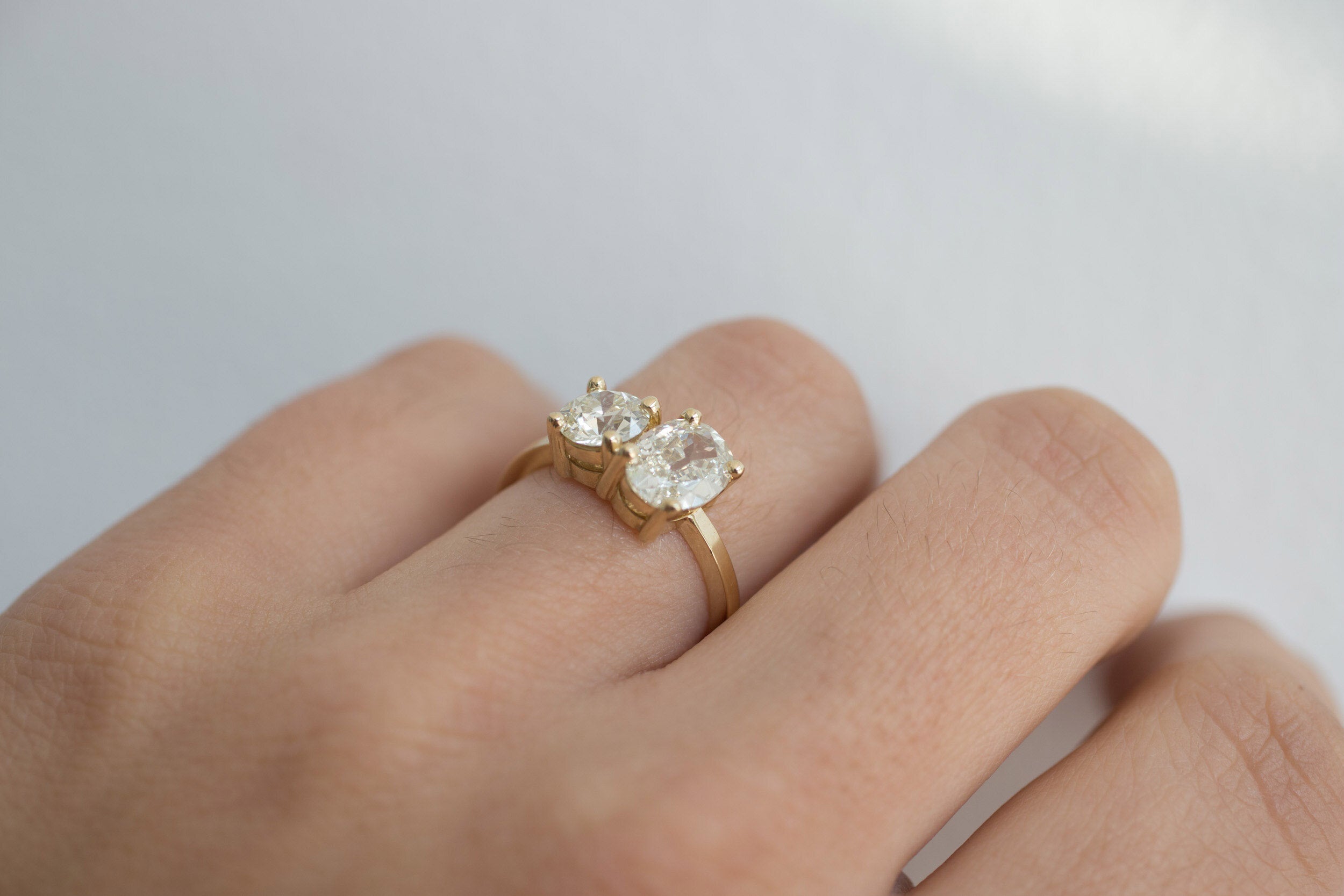 Antique Cut Diamond Toi et Moi Engagement Ring | 14k Recycled Gold | One of a Kind