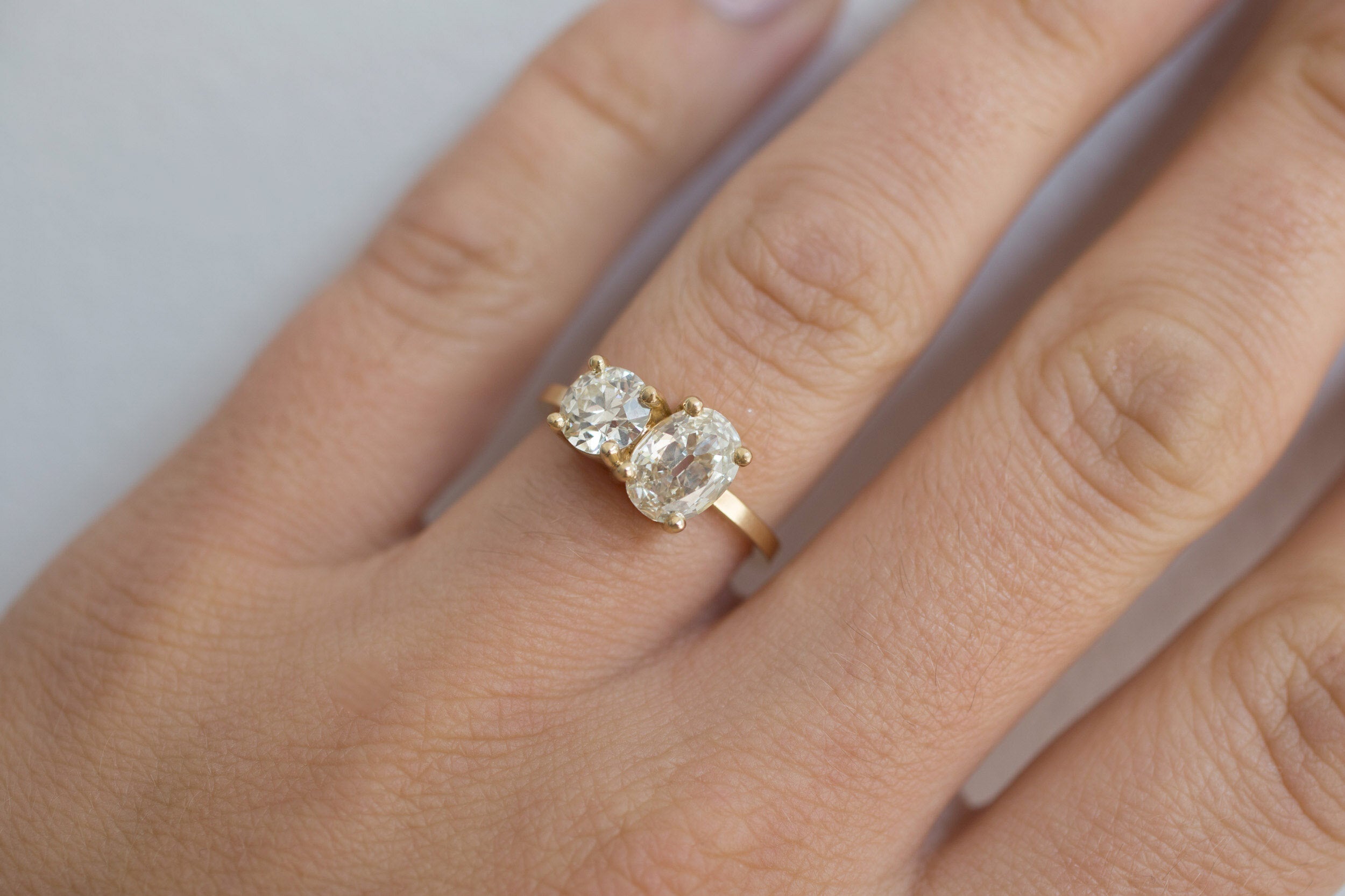 Antique Cut Diamond Toi et Moi Engagement Ring | 14k Recycled Gold | One of a Kind