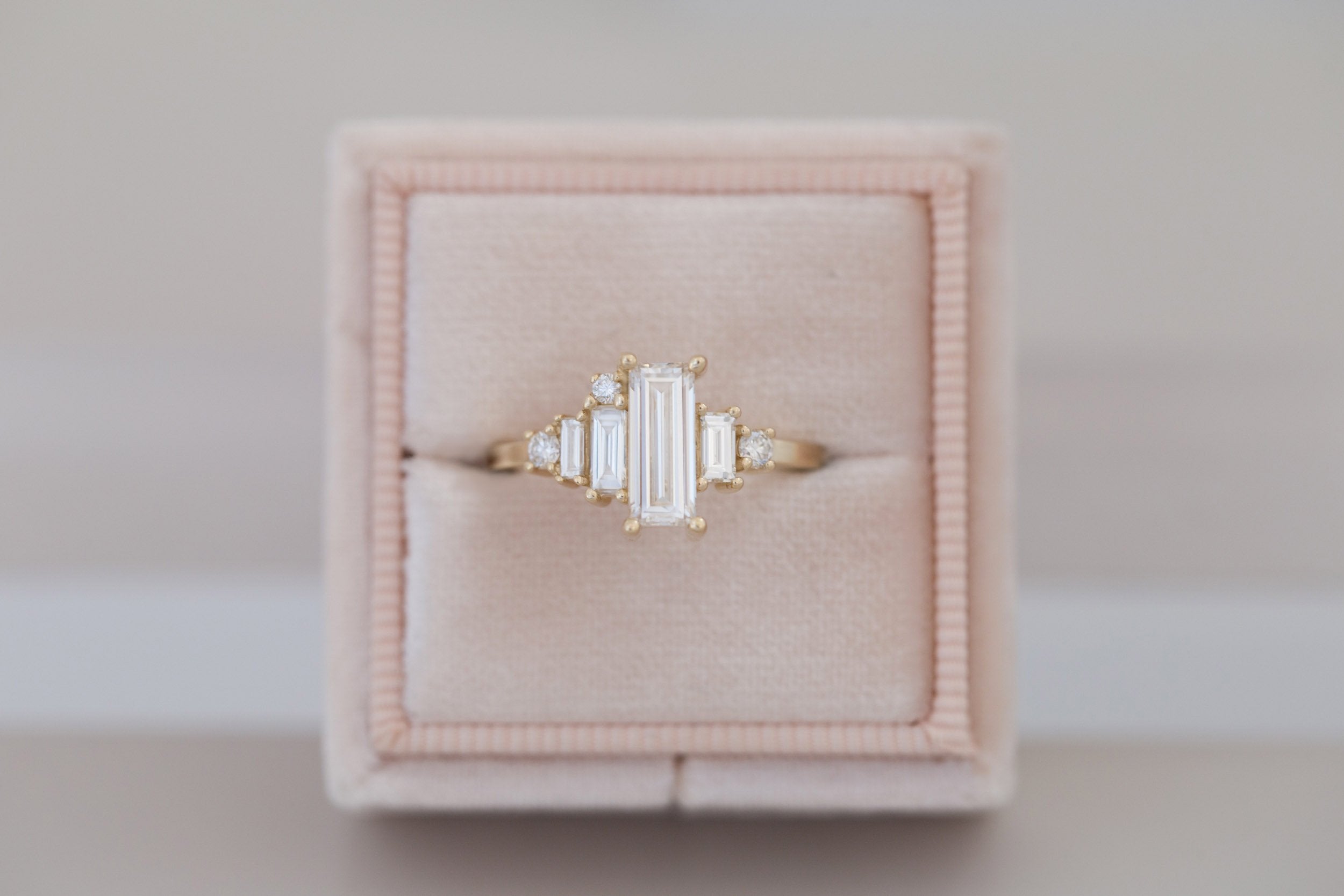 Atlas Ring | Diamond Baguette + Diamond Cluster Engagement Ring 1.00 ct | 14k Recycled Gold | One of a Kind