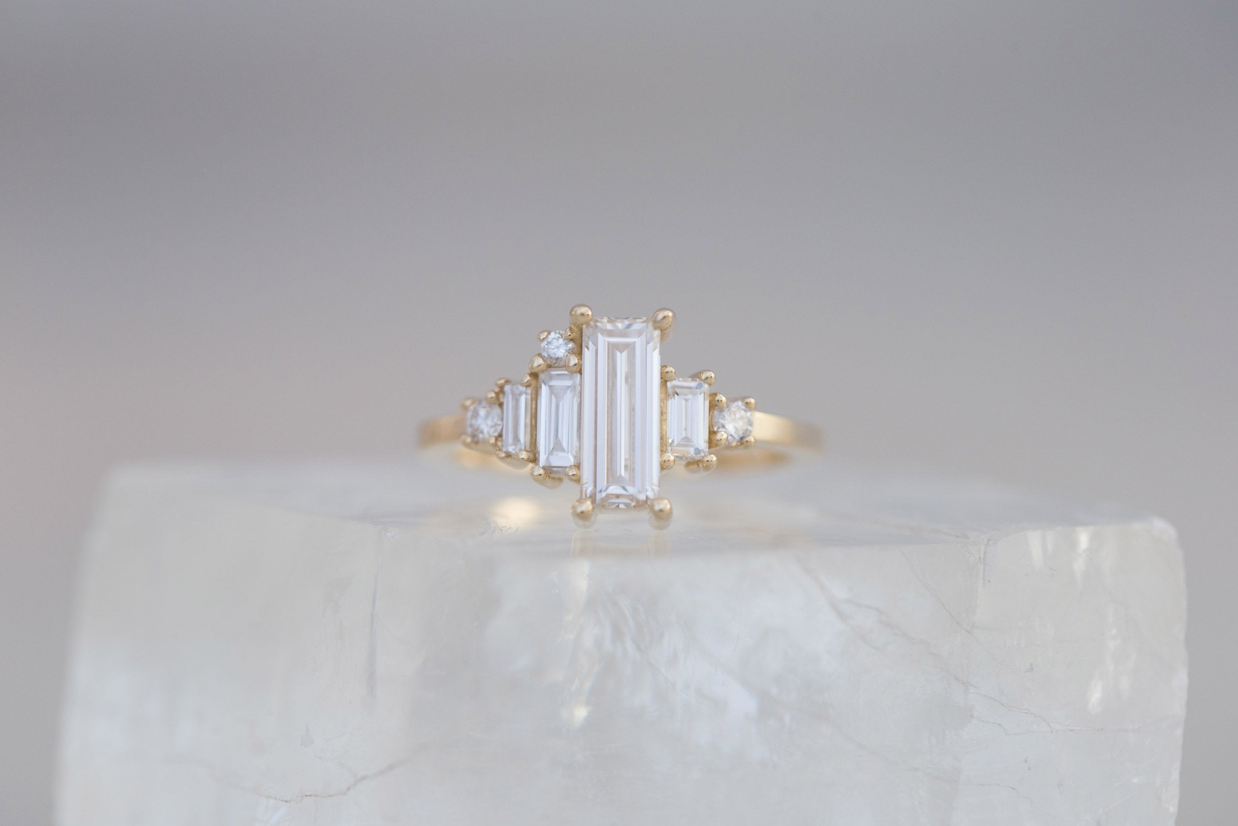 Atlas Ring | Diamond Baguette + Diamond Cluster Engagement Ring 1.00 ct | 14k Recycled Gold | One of a Kind