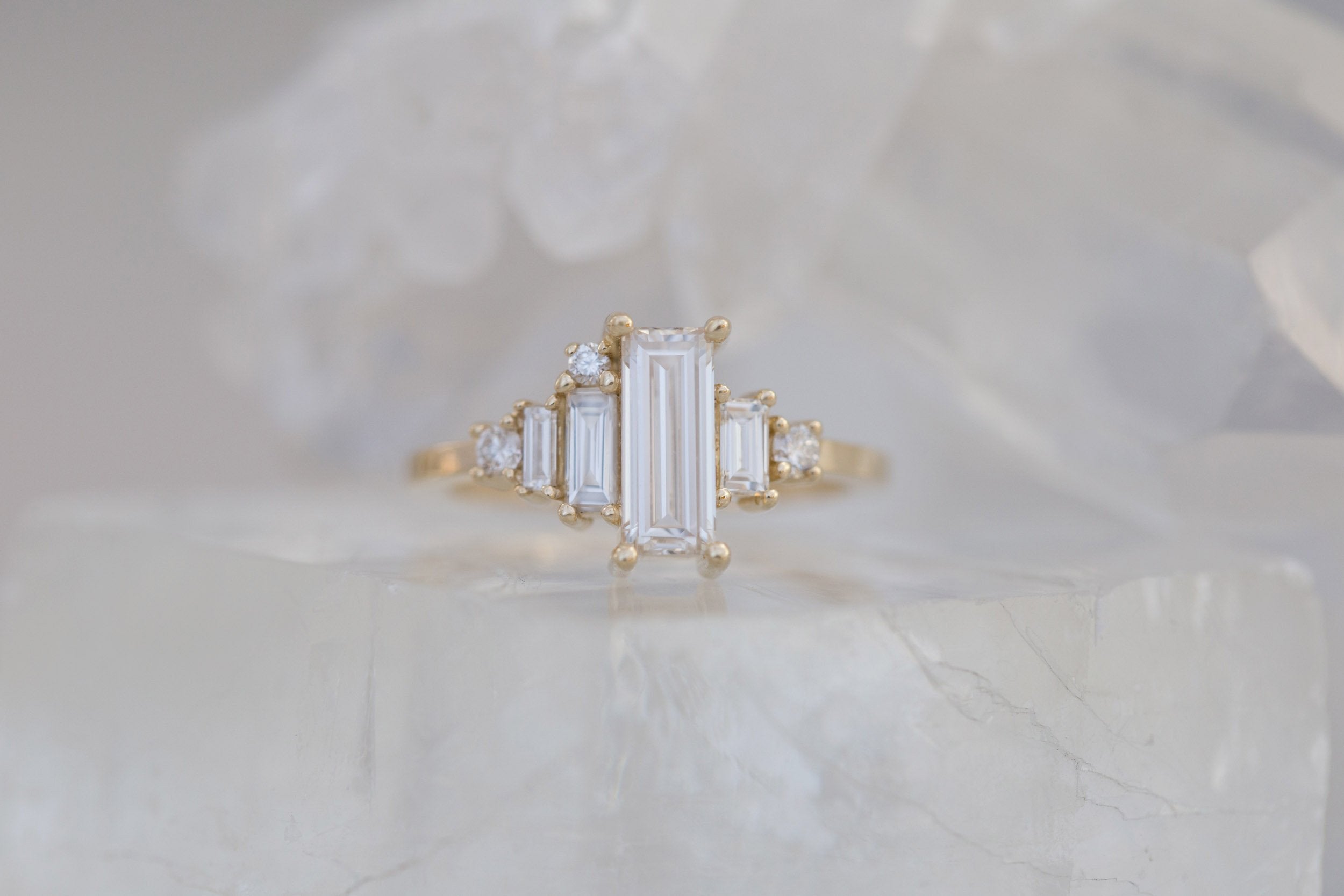 Atlas Ring | Diamond Baguette + Diamond Cluster Engagement Ring 1.00 ct | 14k Recycled Gold | One of a Kind