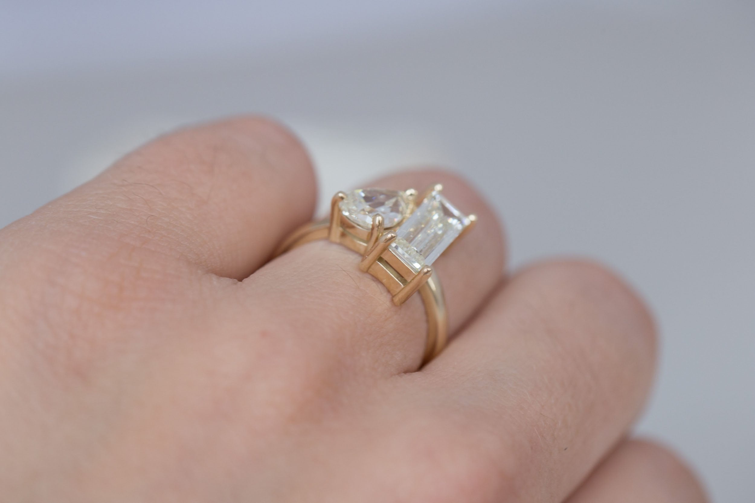 Liana Ring | Baguette Diamond + Pear Diamond Engagement Ring 2 ct | 14k Recycled Gold | One of a Kind