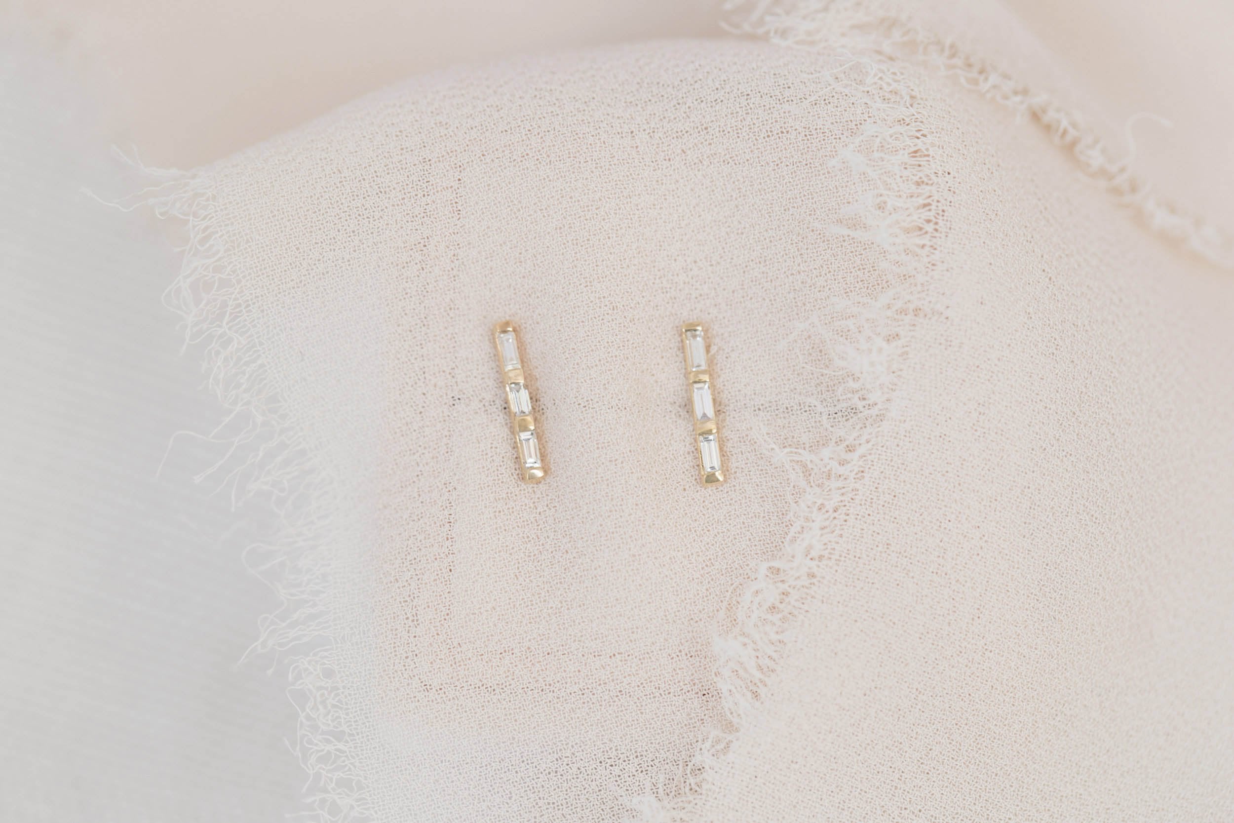 Diamond Baguette Bar Earrings | 14k Recycled Gold