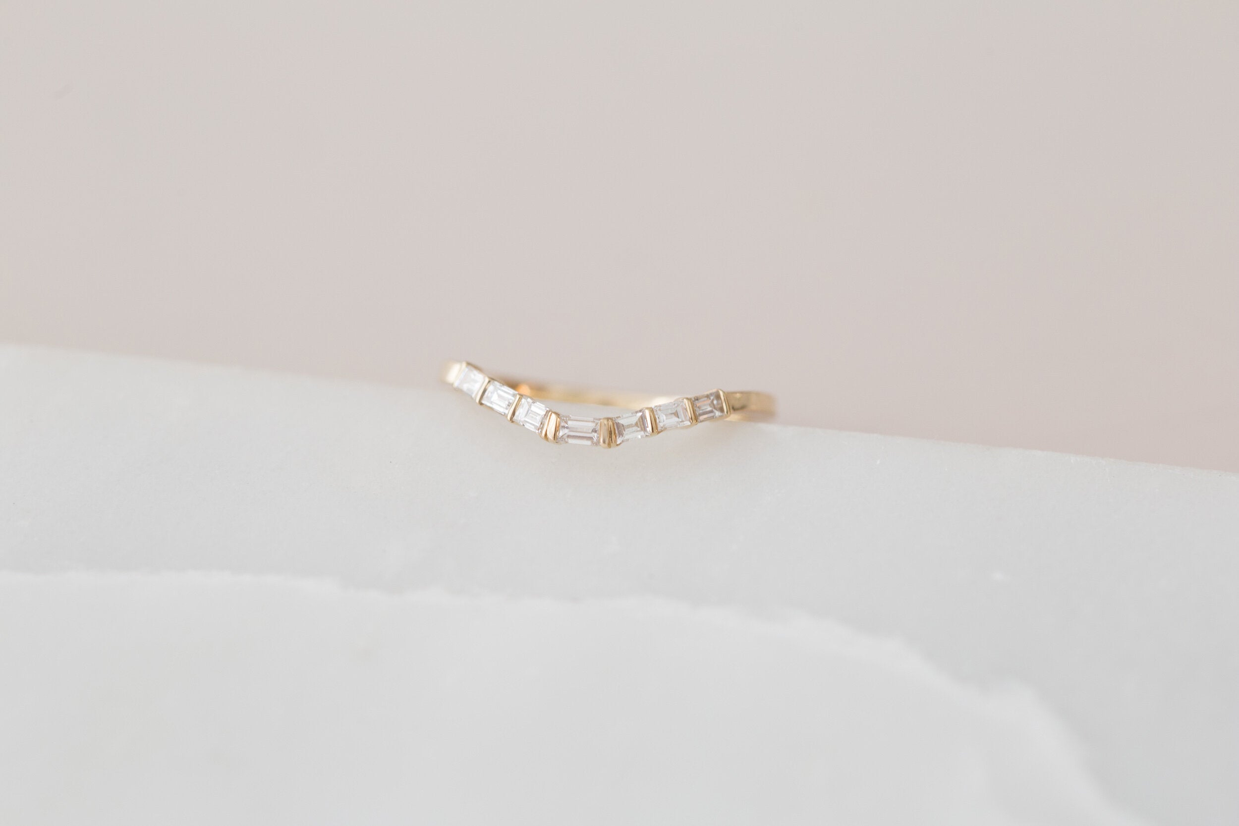 Baguette Diamond Contour Curve Band | 14k Recycled Gold