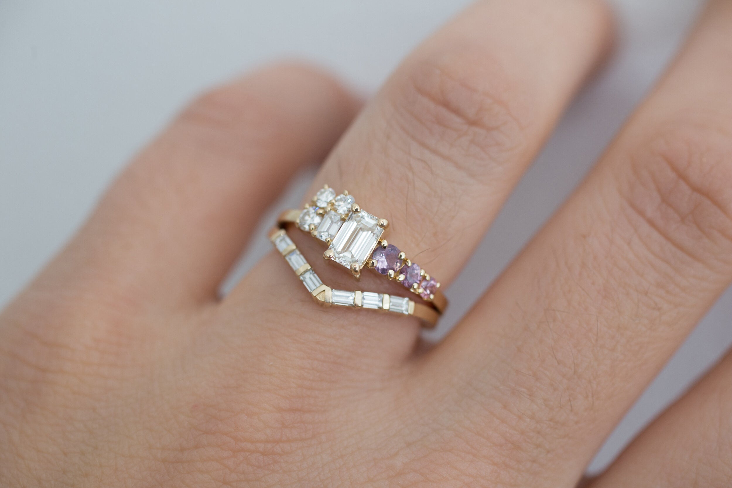 Baguette Diamond Contour V Band | 14k Recycled Gold