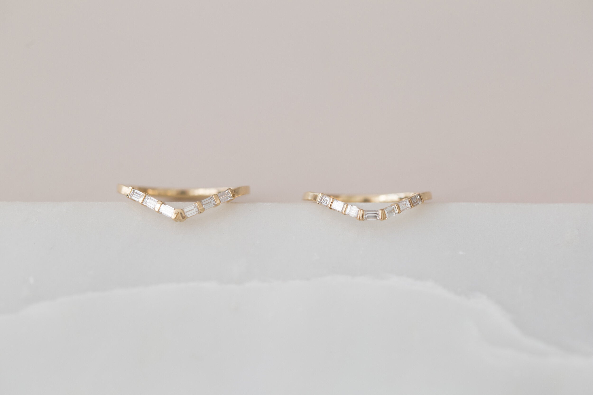 Baguette Diamond Contour V Band | 14k Recycled Gold