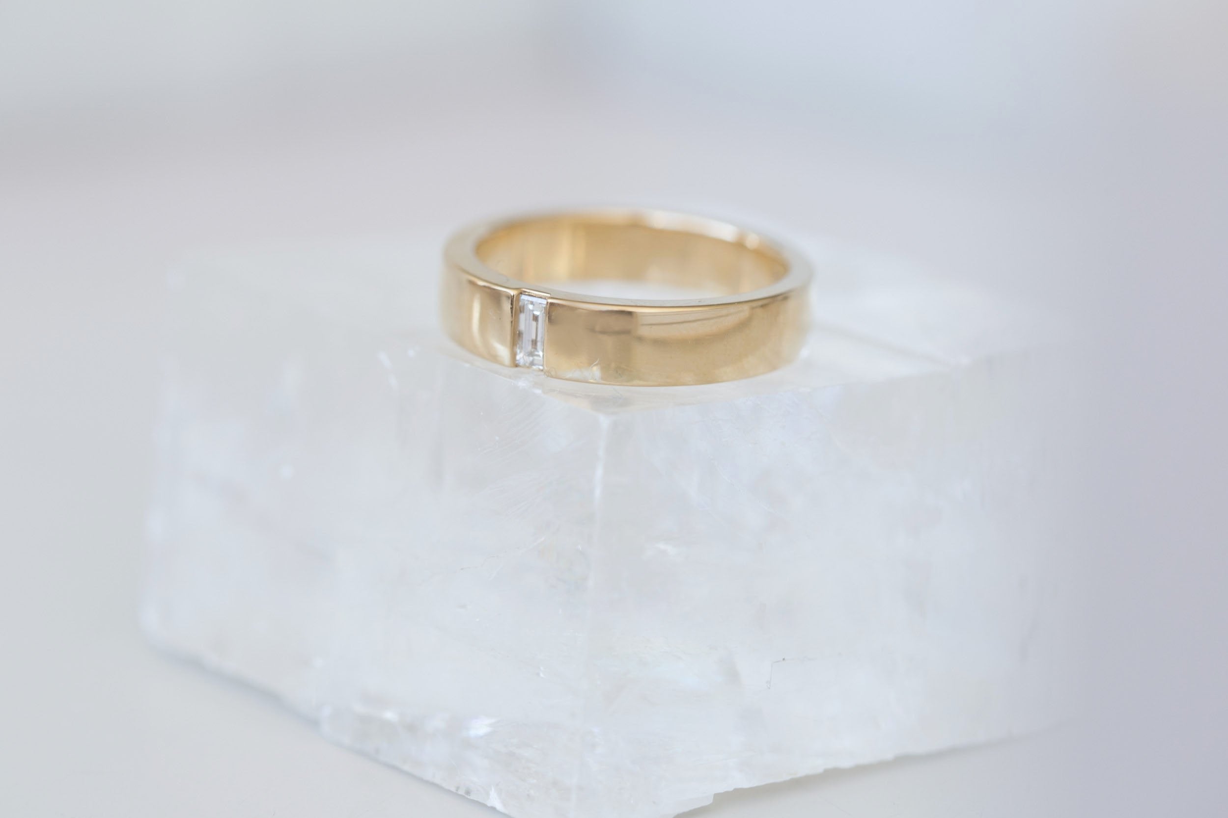 Baguette Diamond Inlay Band | 14k Recycled Gold