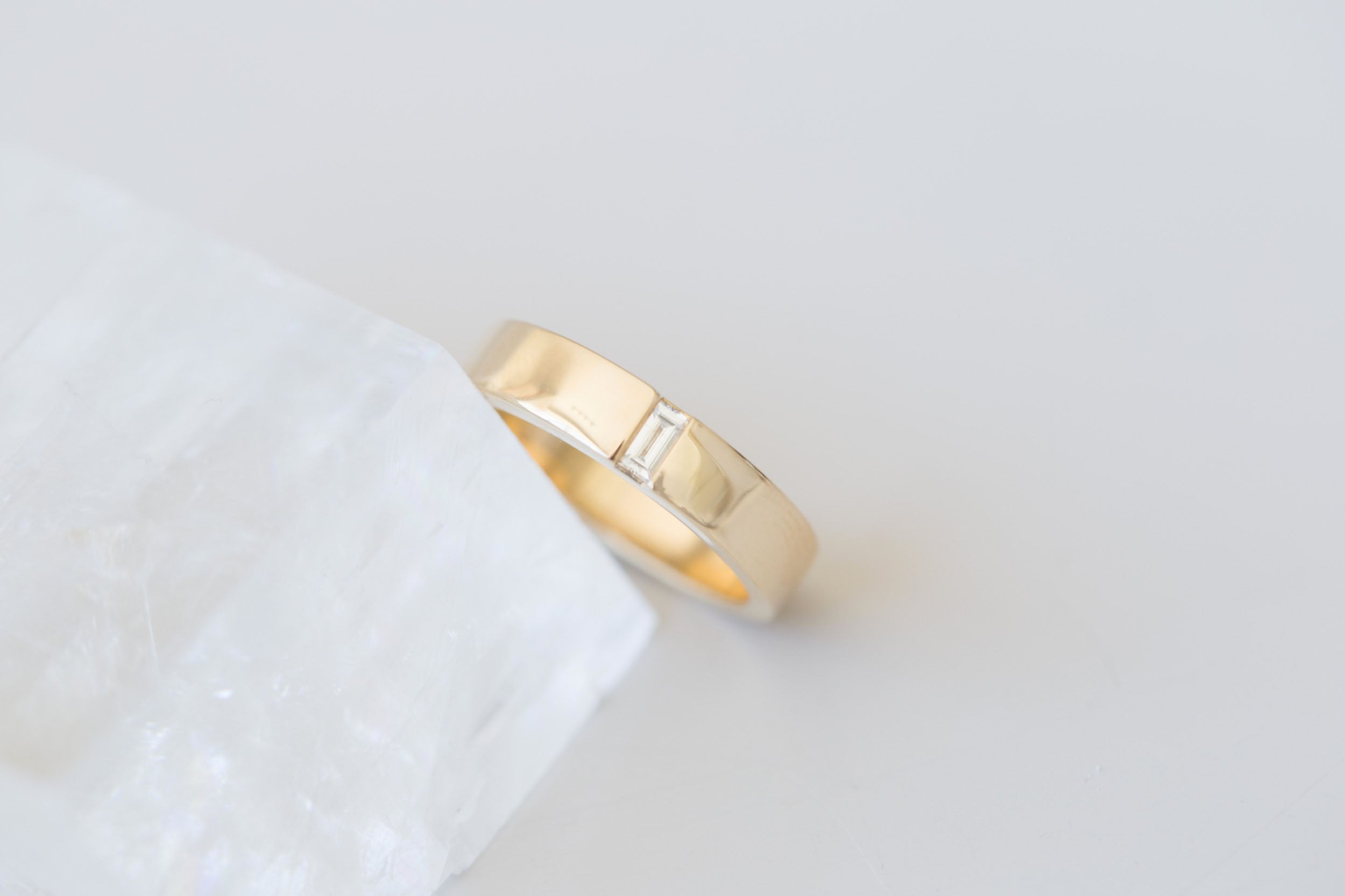 Baguette Diamond Inlay Band | 14k Recycled Gold