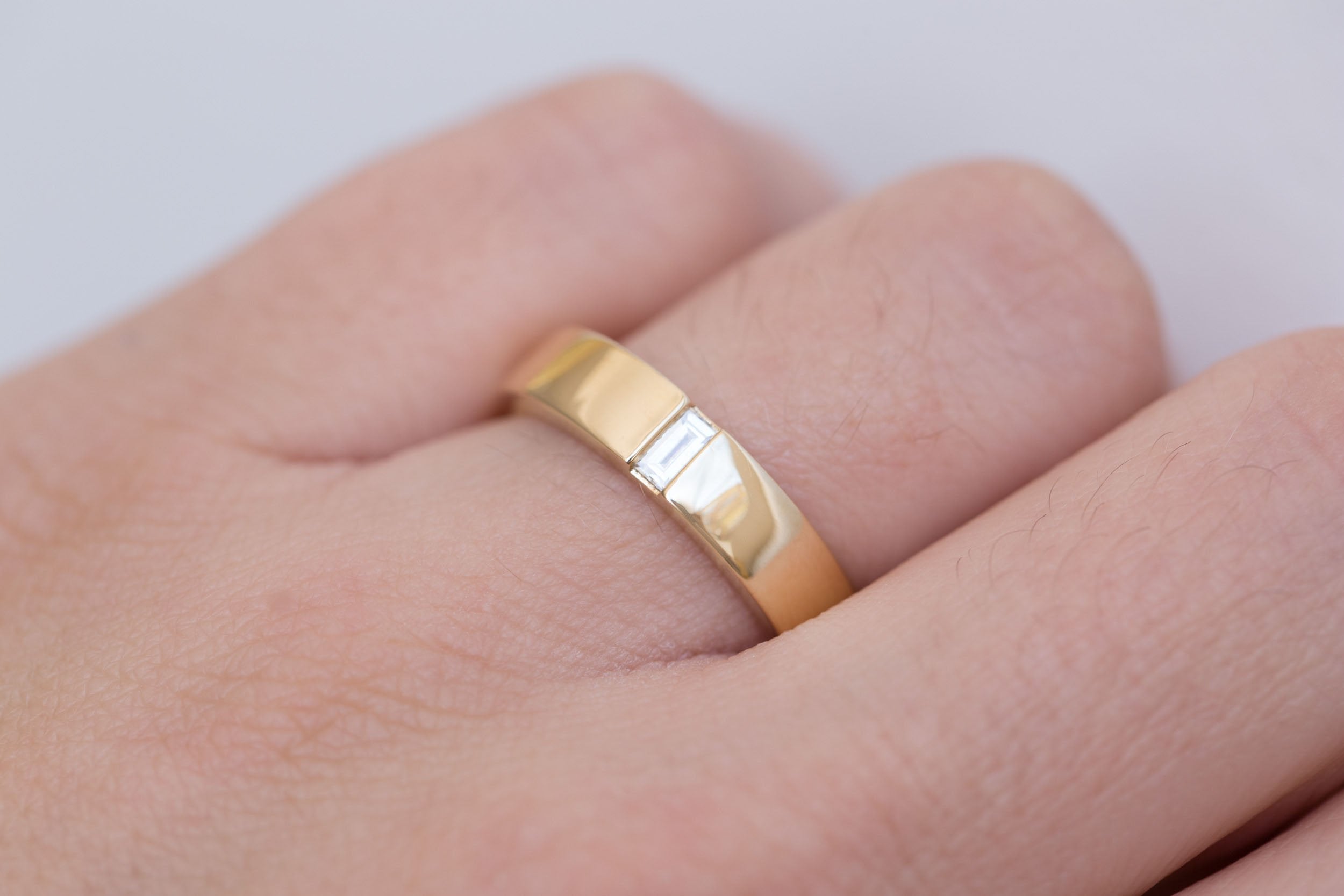Baguette Diamond Inlay Band | 14k Recycled Gold