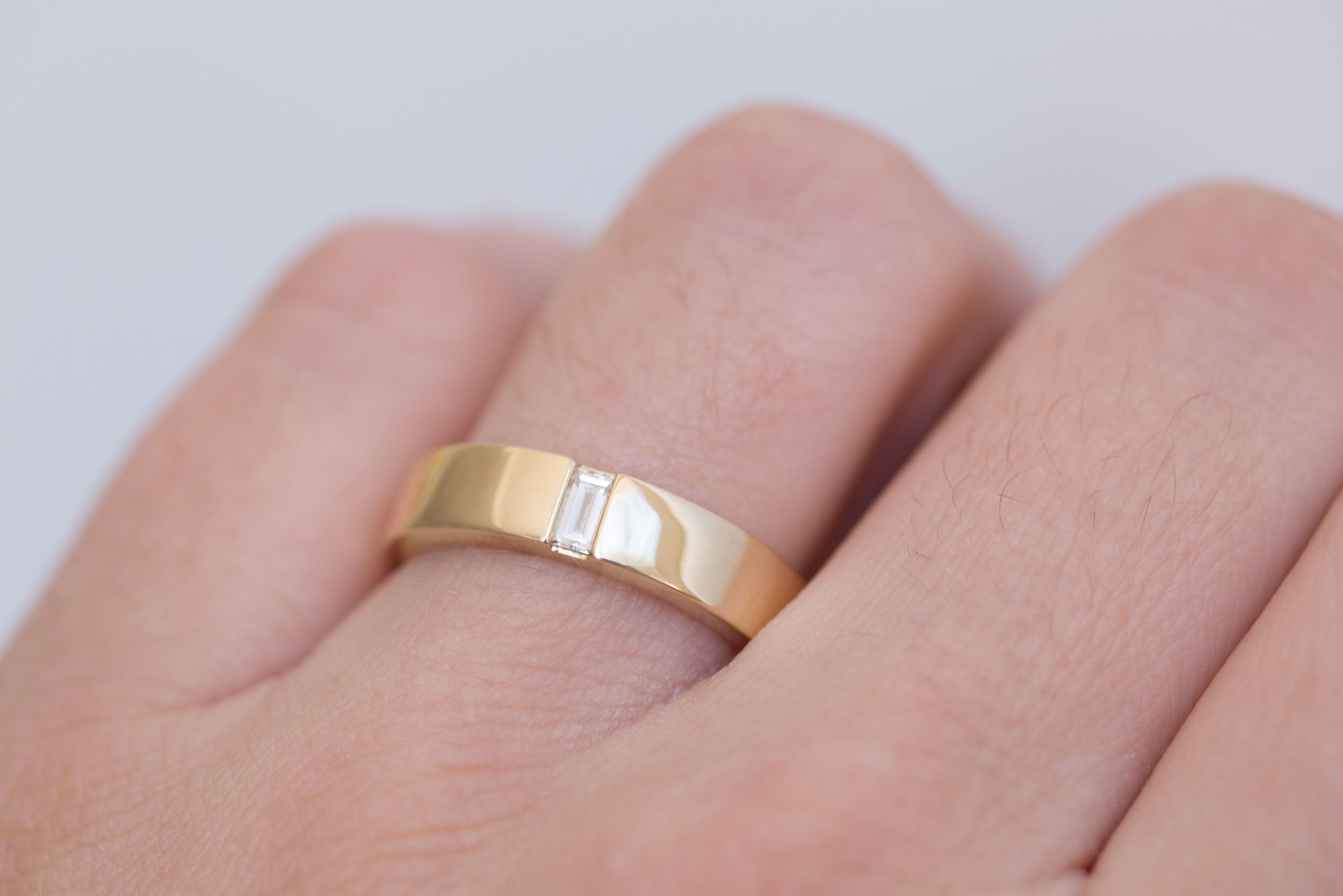 Baguette Diamond Inlay Band | 14k Recycled Gold