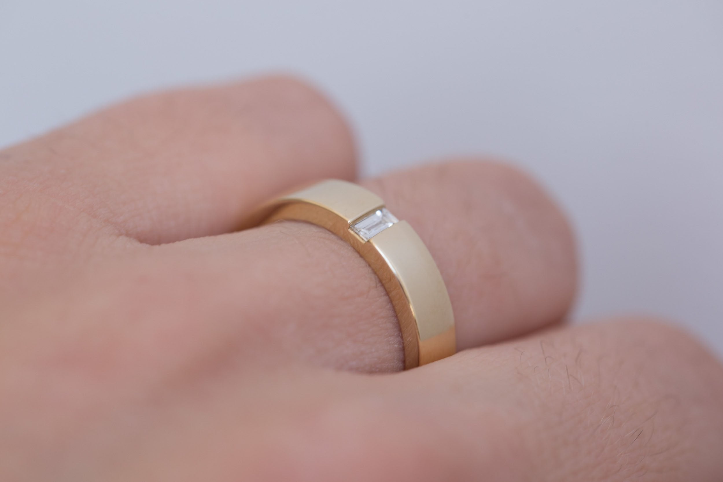 Baguette Diamond Inlay Band | 14k Recycled Gold