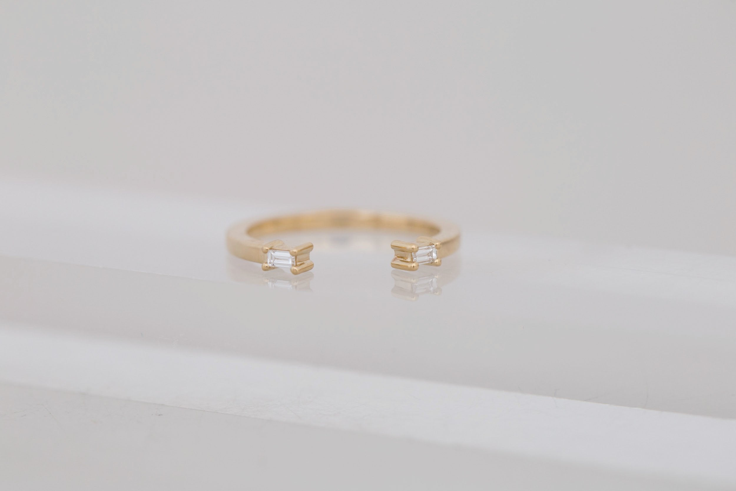Baguette Diamond Open Cuff Band | 14k Recycled Gold