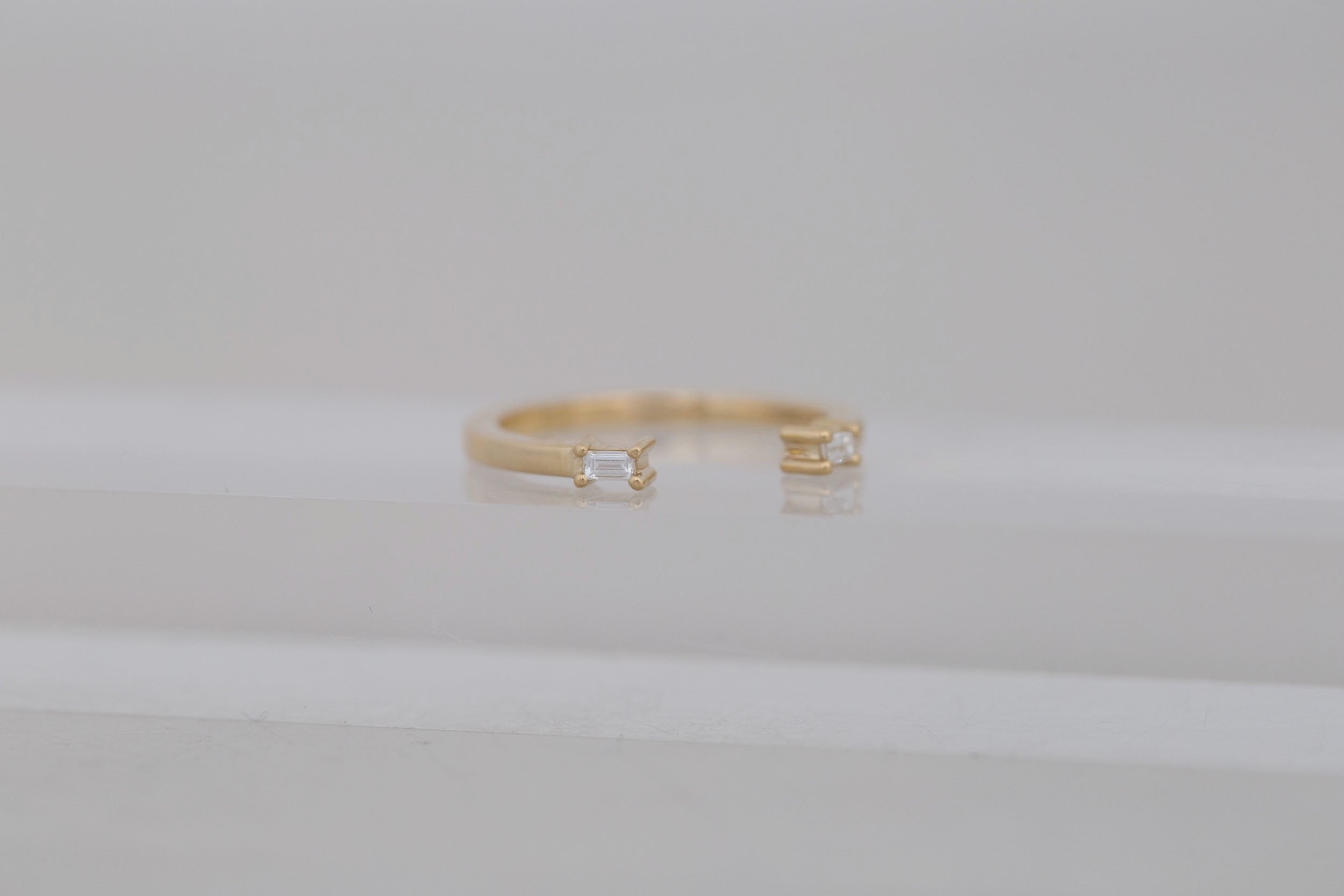 Baguette Diamond Open Cuff Band | 14k Recycled Gold