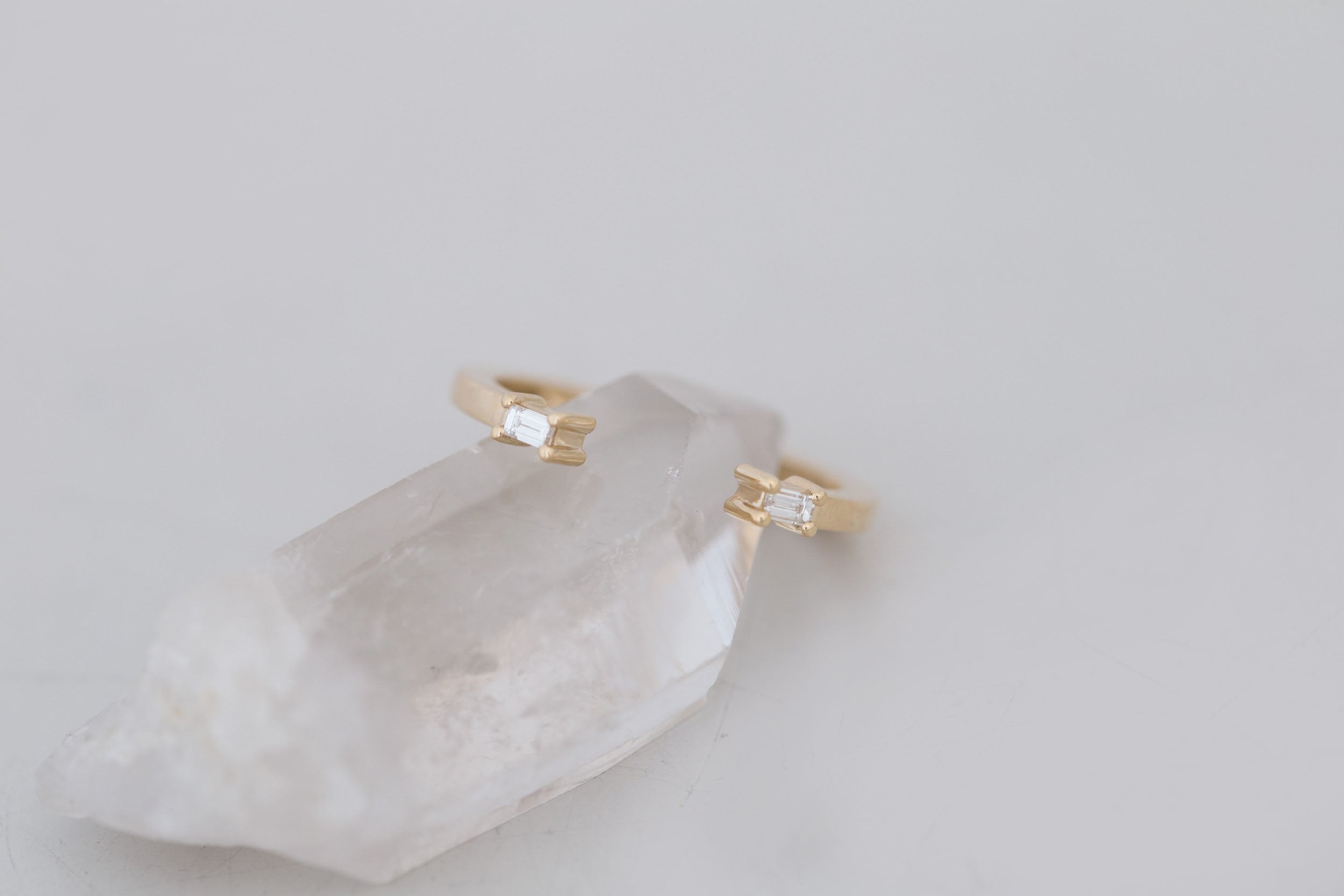 Baguette Diamond Open Cuff Band | 14k Recycled Gold
