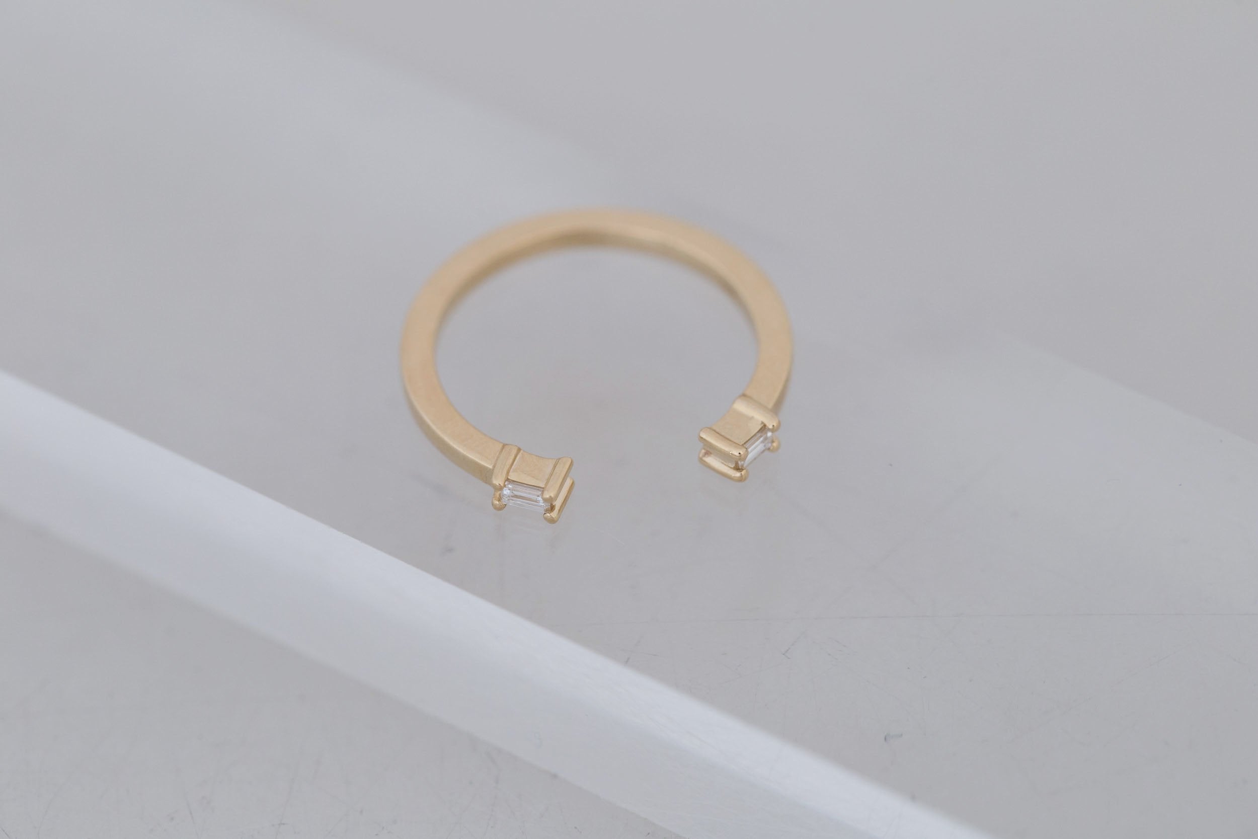 Baguette Diamond Open Cuff Band | 14k Recycled Gold