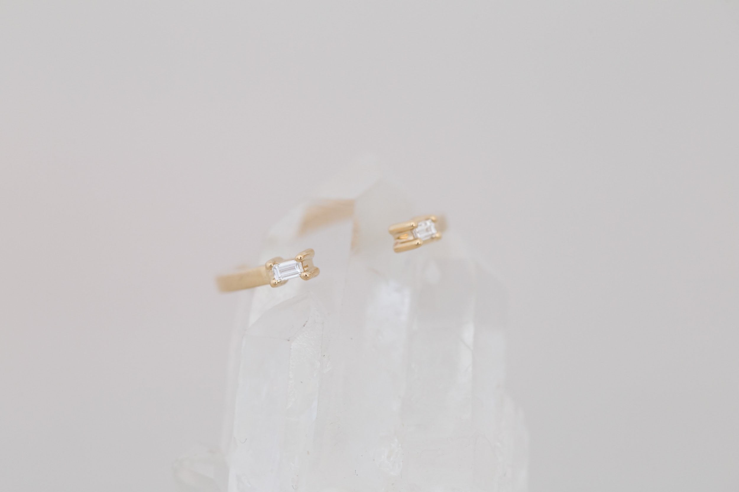Baguette Diamond Open Cuff Band | 14k Recycled Gold