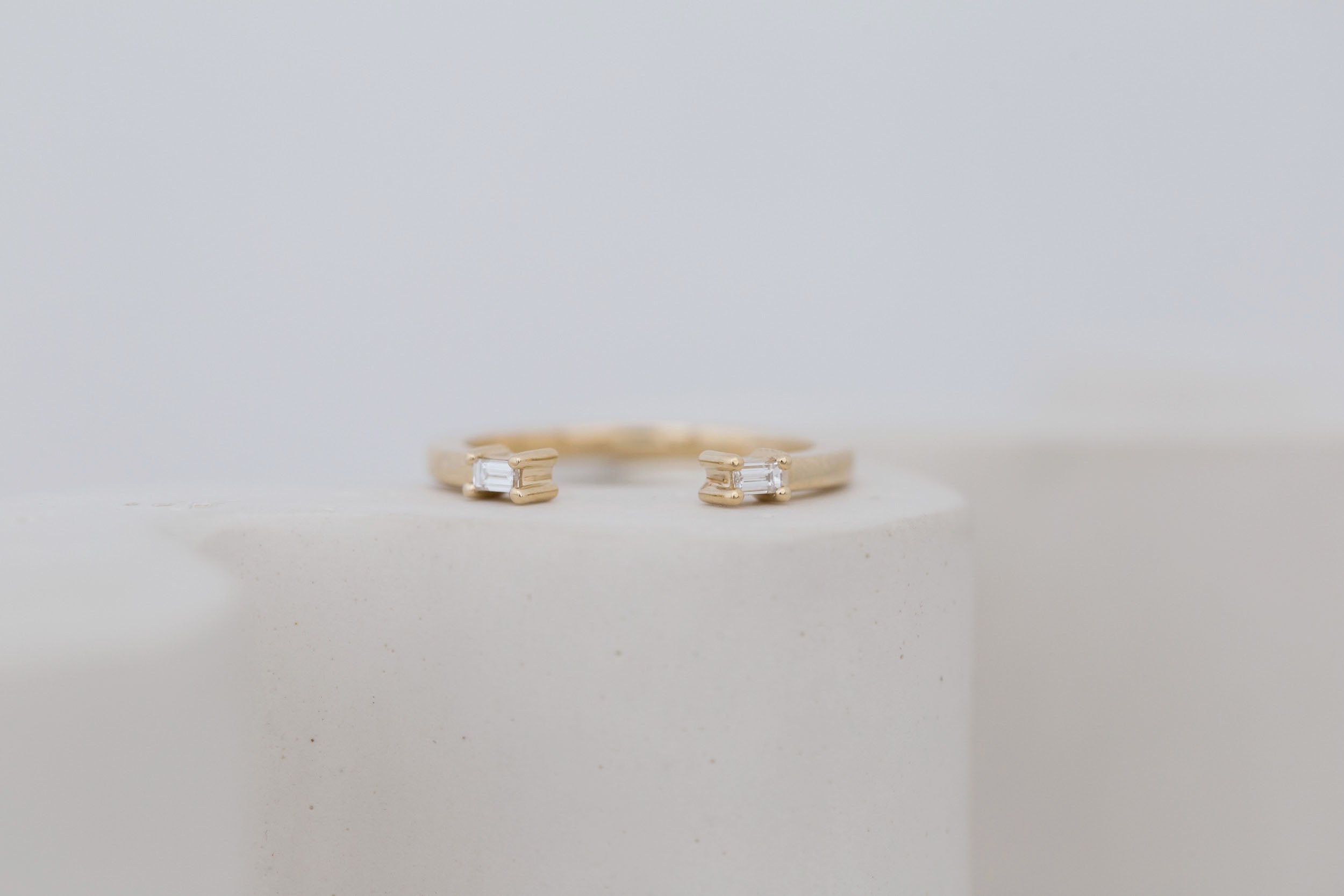 Baguette Diamond Open Cuff Band | 14k Recycled Gold
