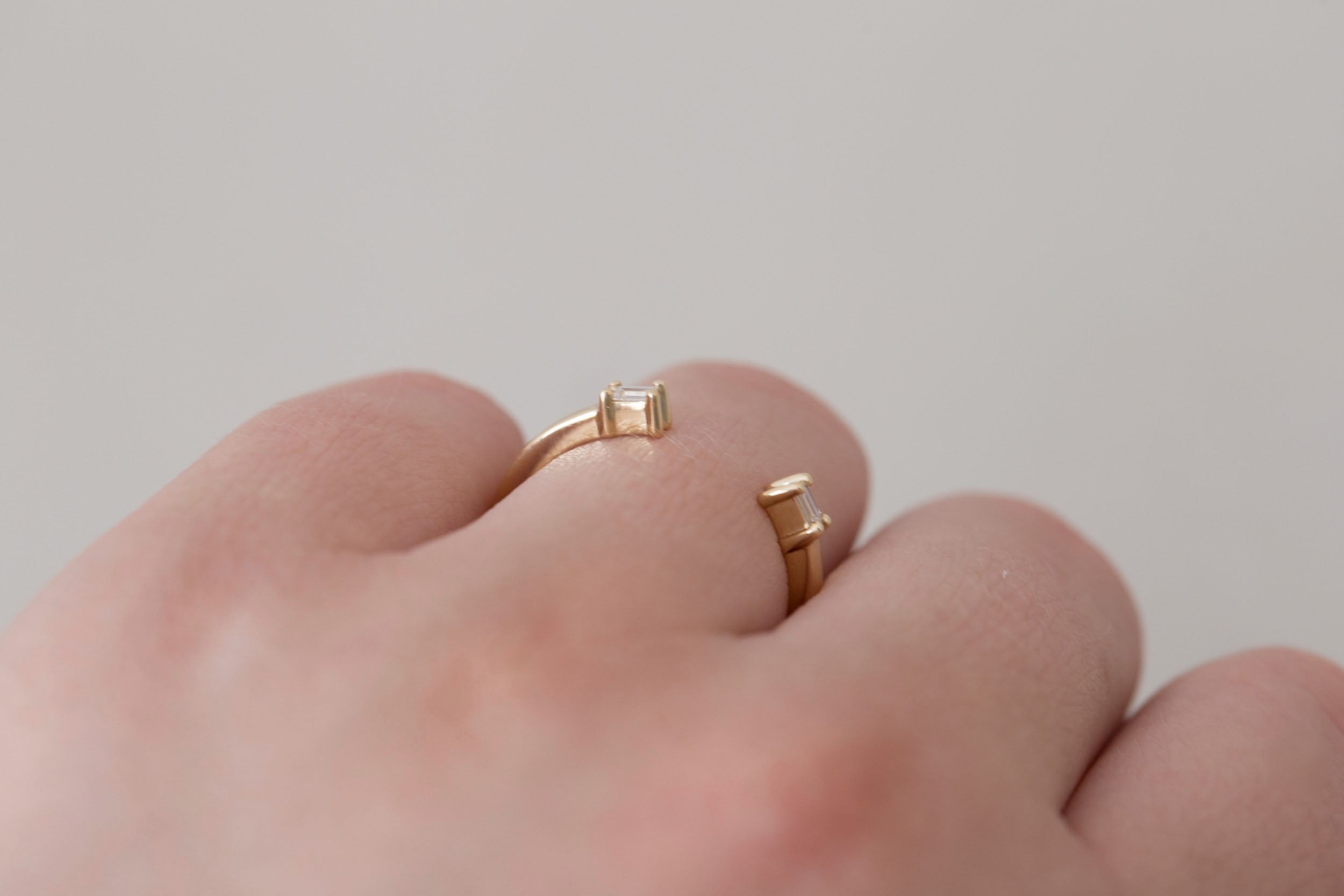 Baguette Diamond Open Cuff Band | 14k Recycled Gold