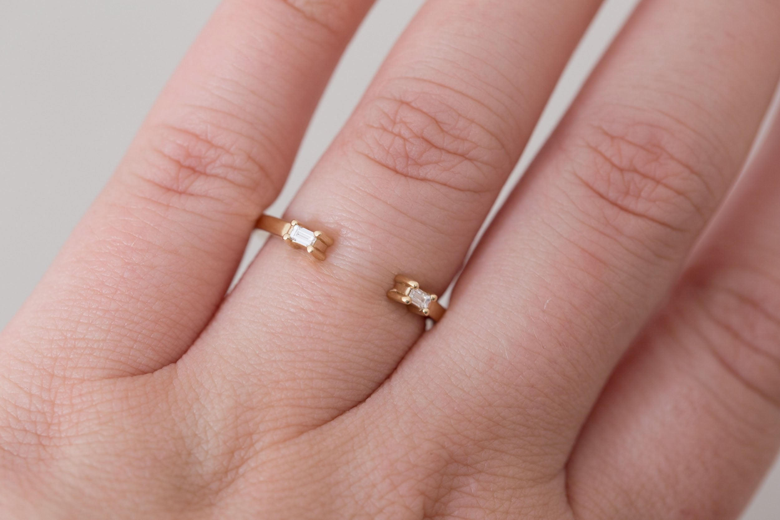 Baguette Diamond Open Cuff Band | 14k Recycled Gold