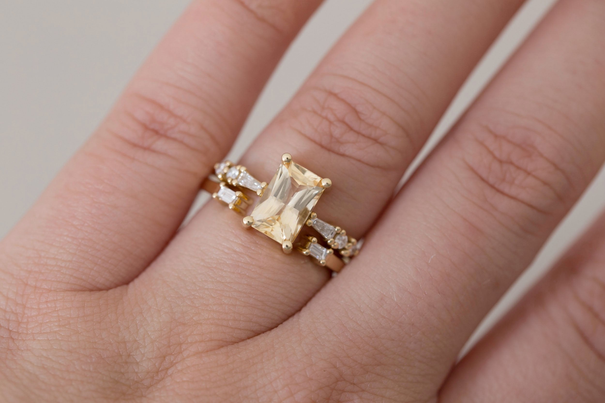Baguette Diamond Open Cuff Band | 14k Recycled Gold