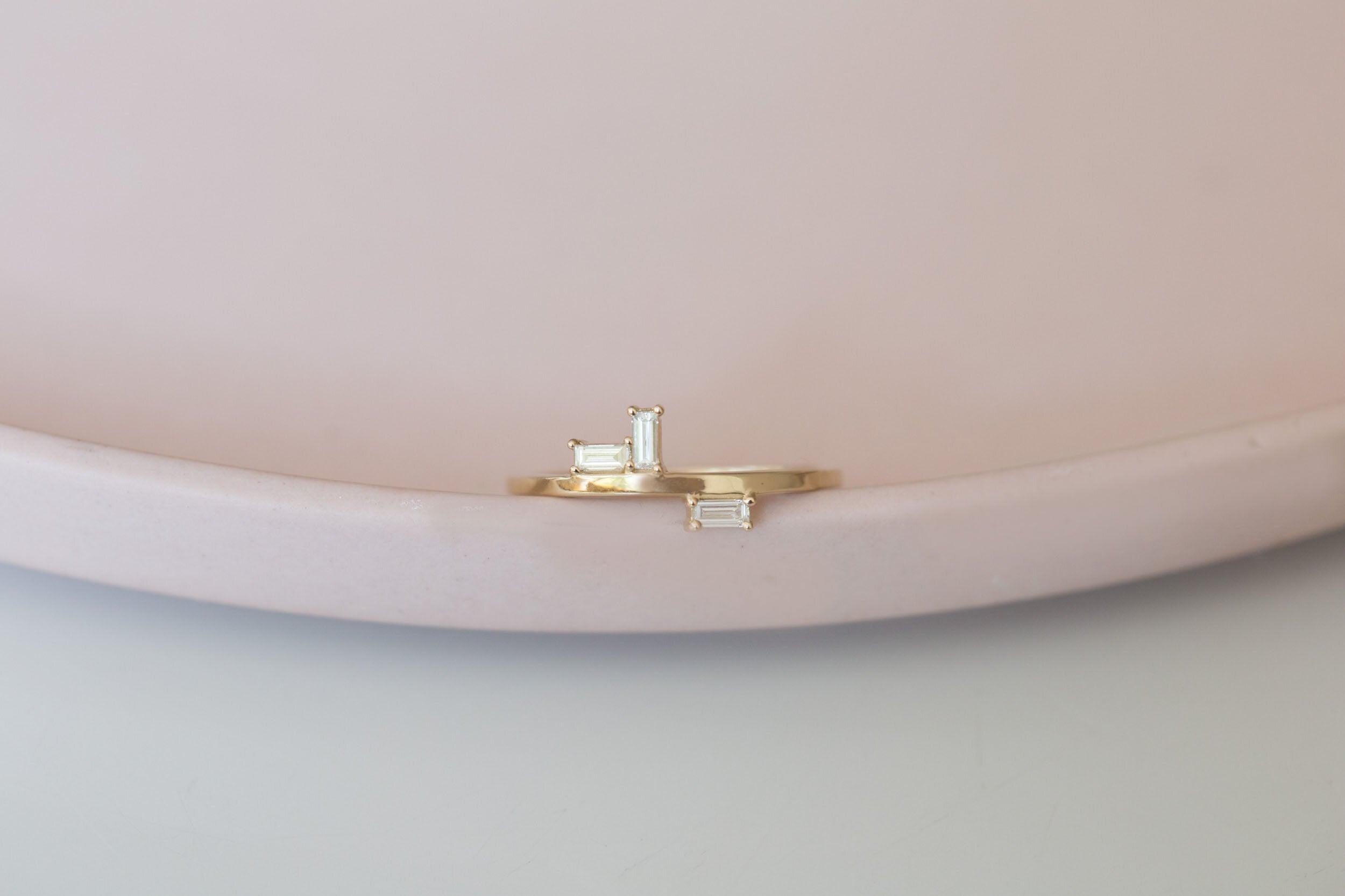 Baguette Diamond Lines Band | 14k Recycled Gold