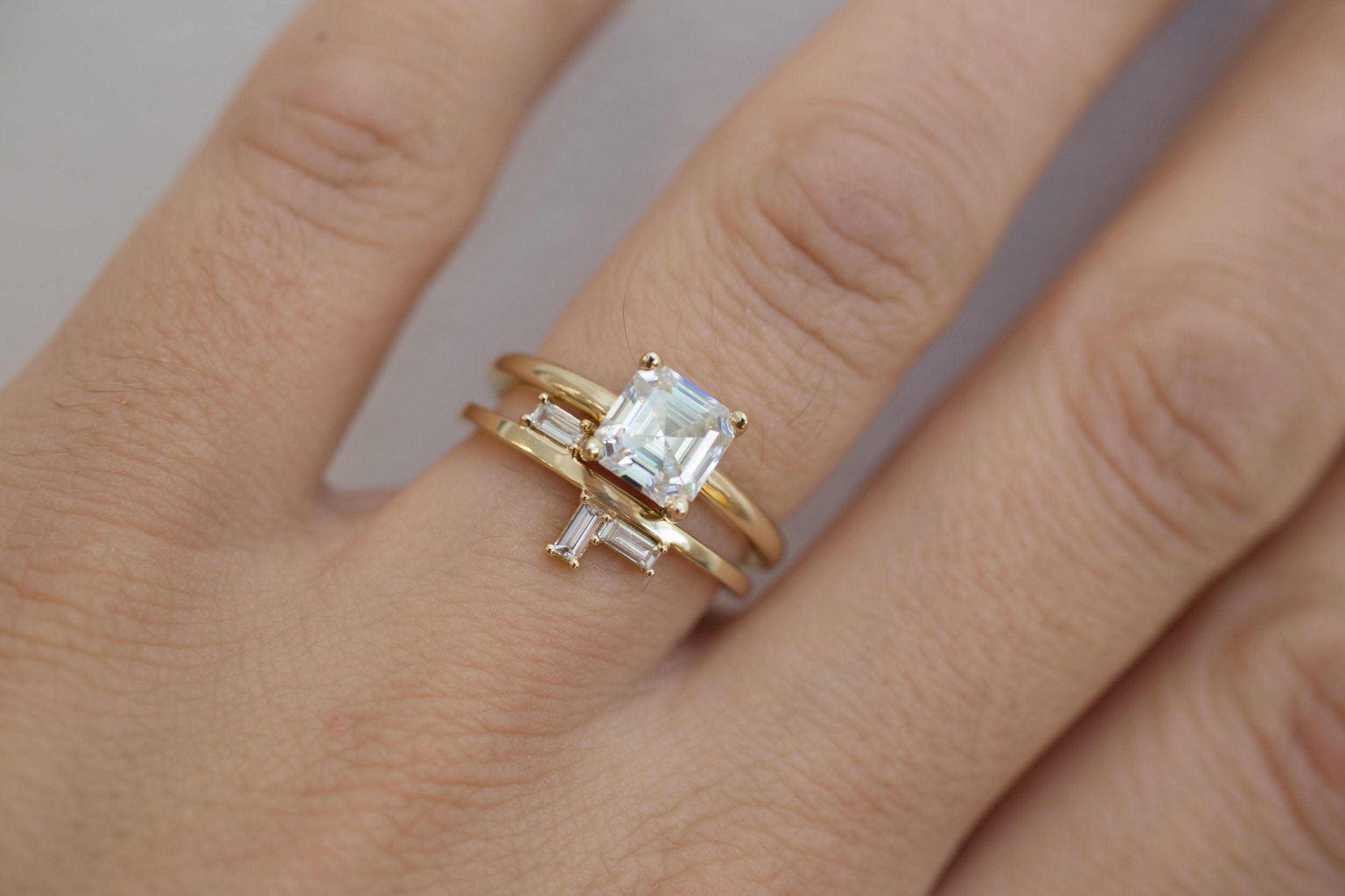Baguette Diamond Lines Band | 14k Recycled Gold