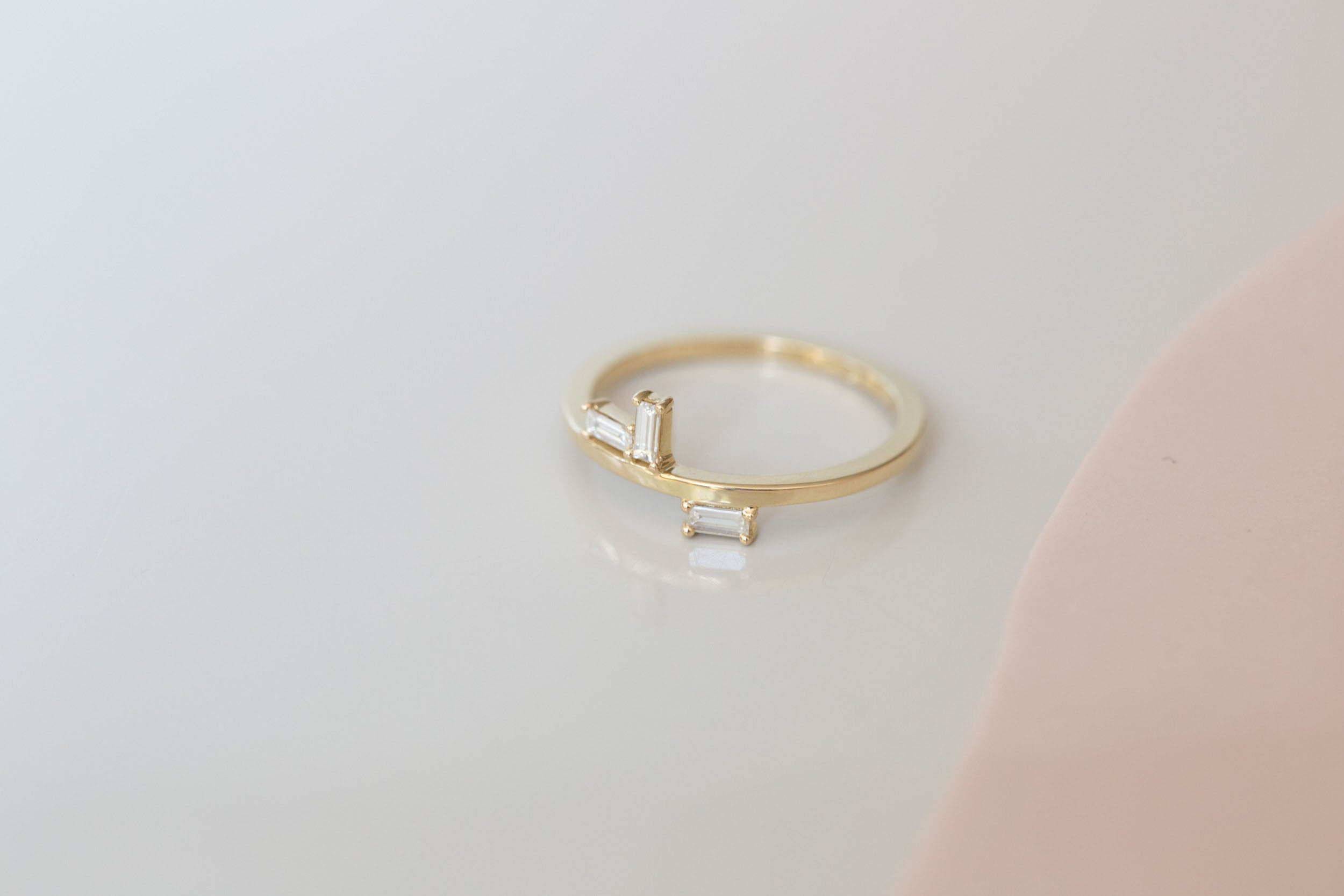 Baguette Diamond Lines Band | 14k Recycled Gold