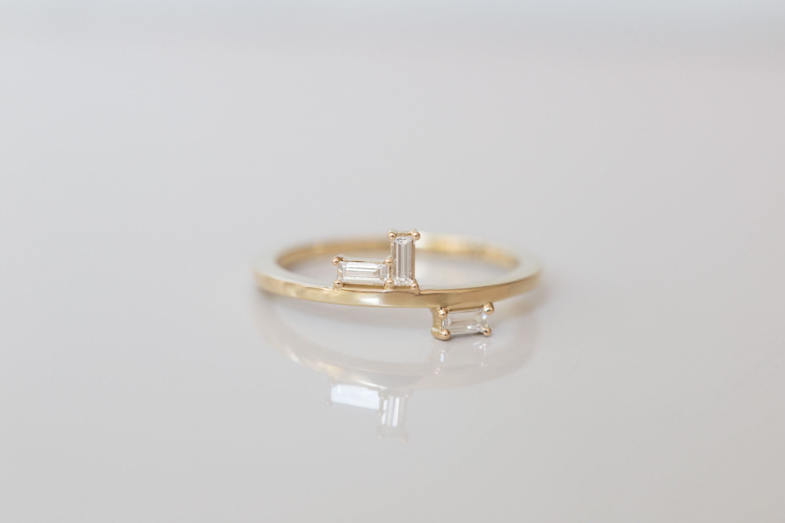 Baguette Diamond Lines Band | 14k Recycled Gold