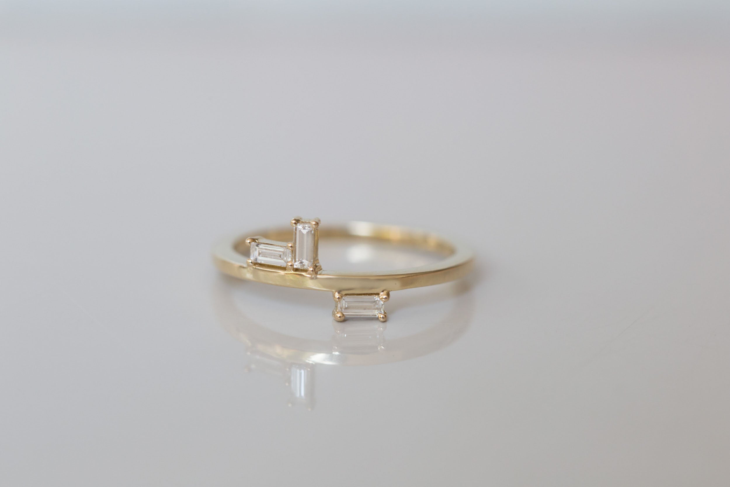 Baguette Diamond Lines Band | 14k Recycled Gold
