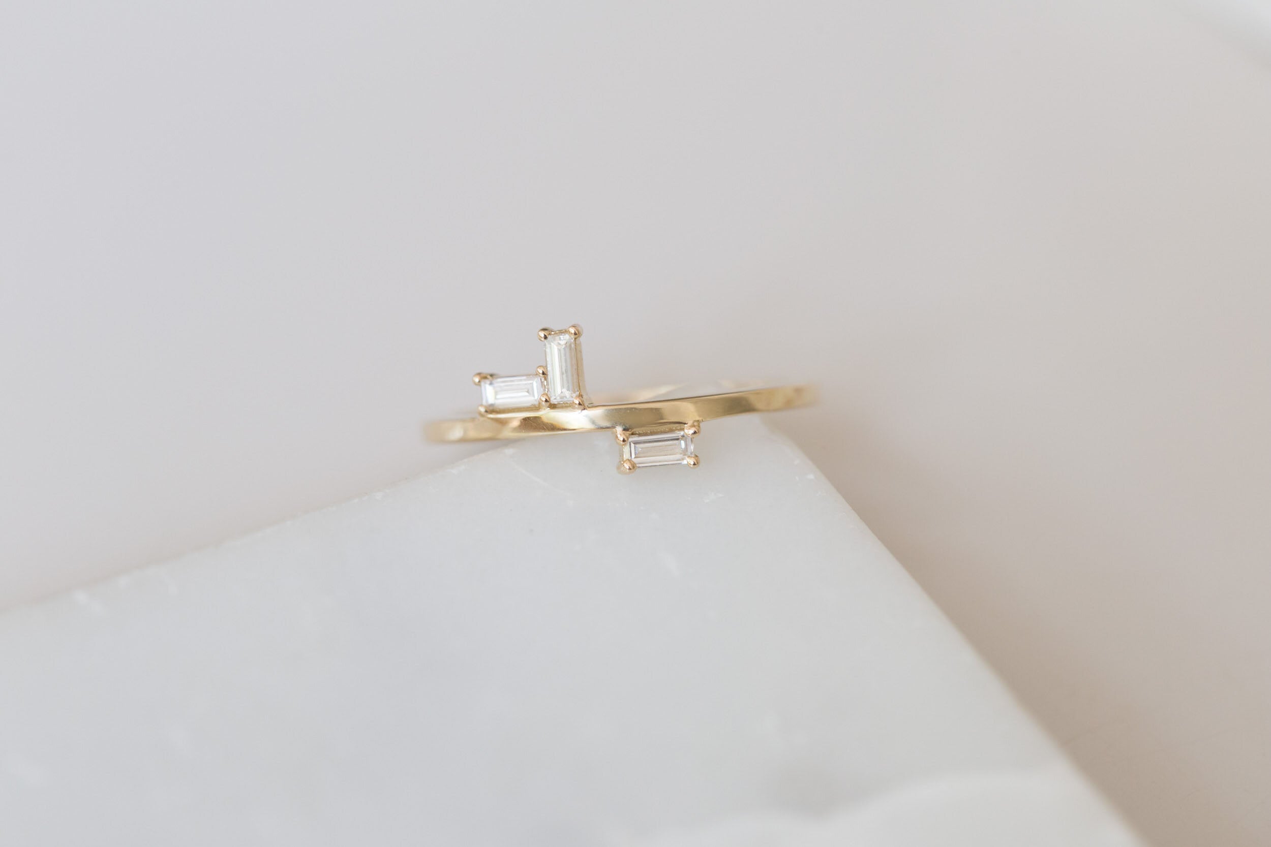 Baguette Diamond Lines Band | 14k Recycled Gold