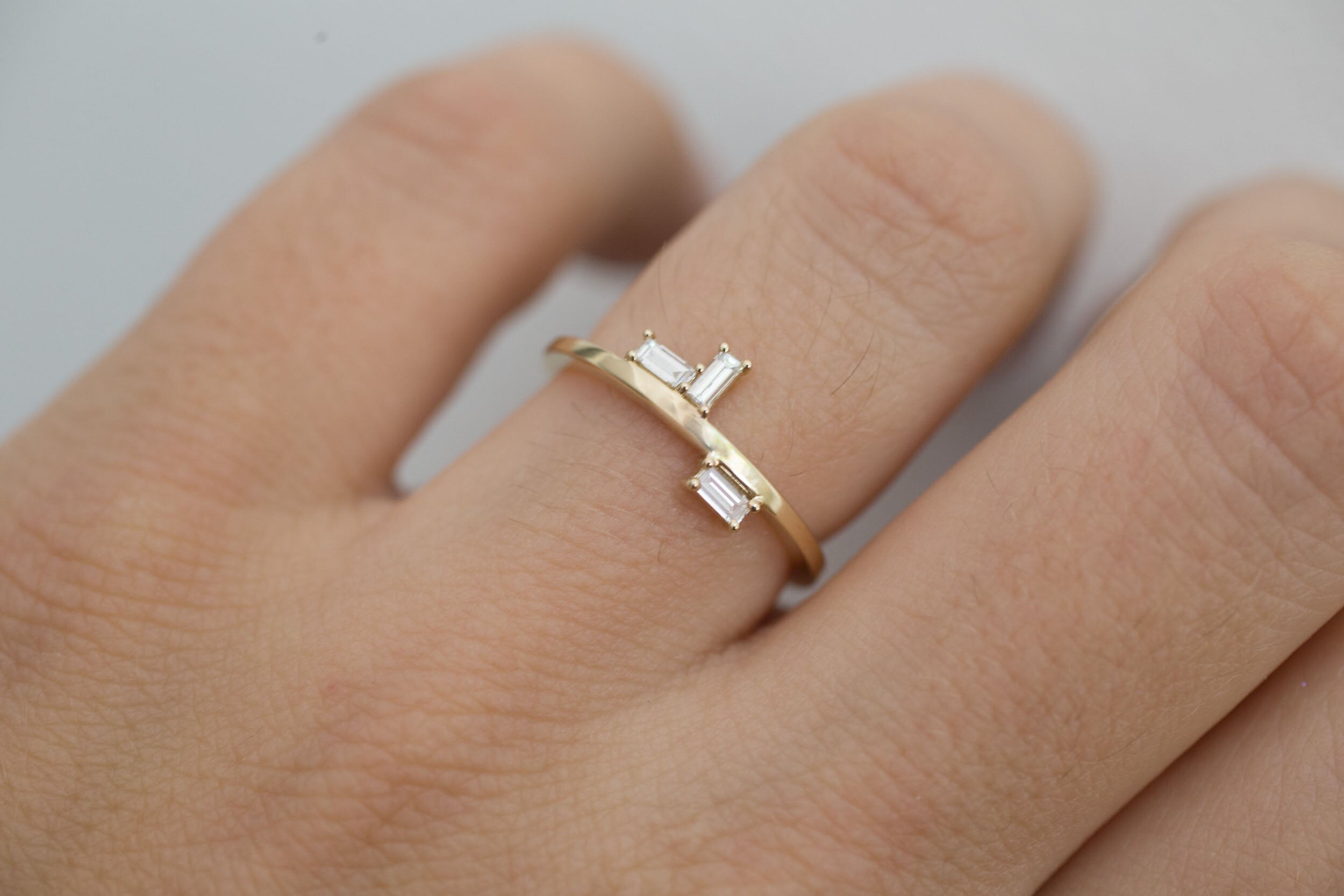 Baguette Diamond Lines Band | 14k Recycled Gold