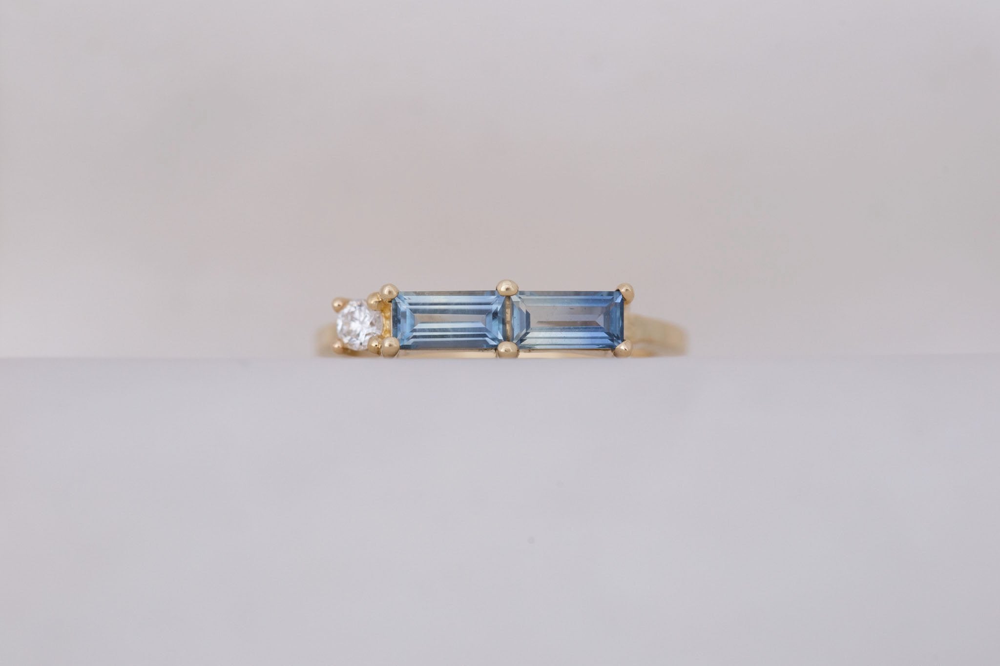 Bicolor Sapphire Line Ring | Blue Sapphires Engagement Ring | 14k Recycled Gold | One of a Kind