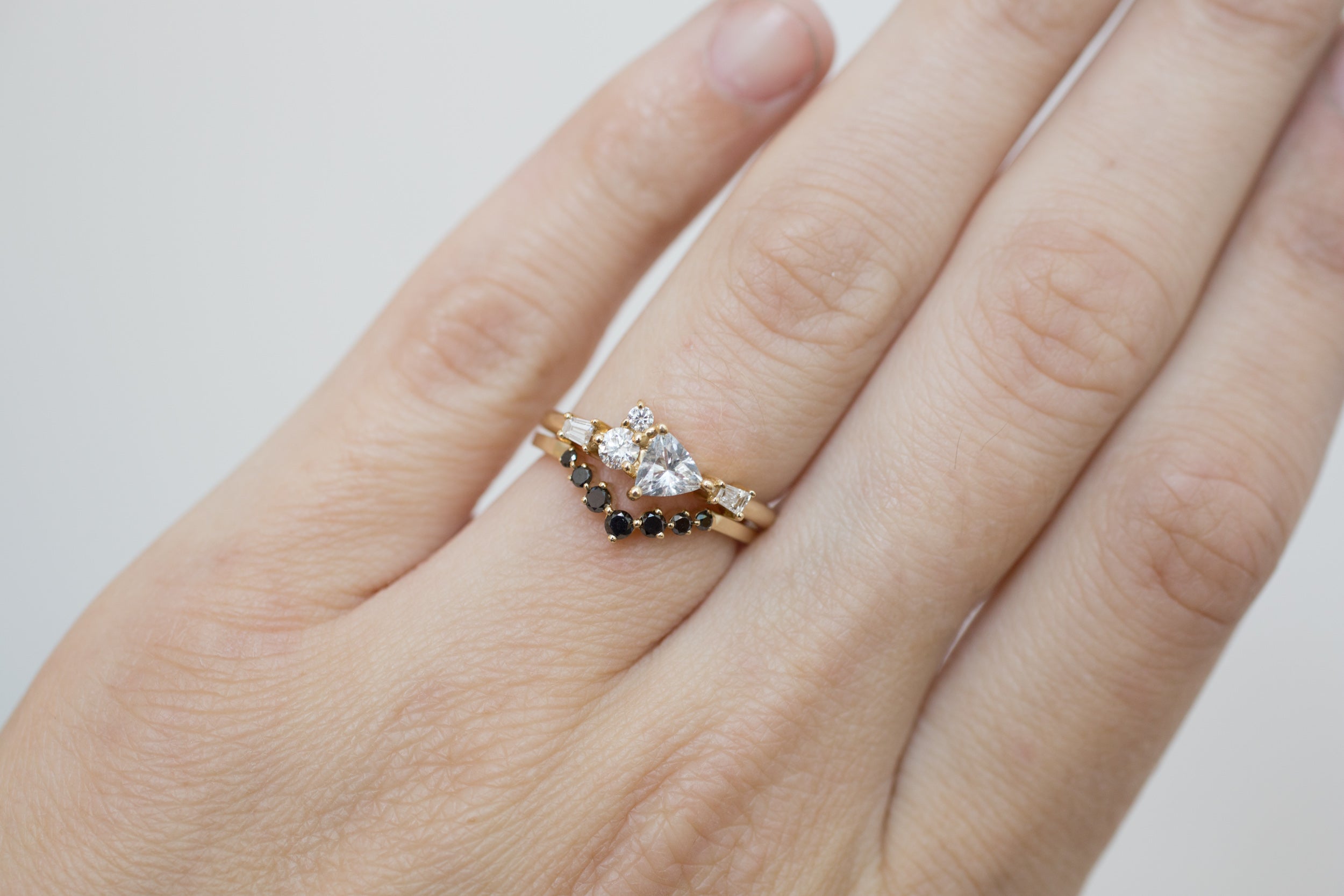 Black Diamond Contour V Band | 14k Recycled Gold