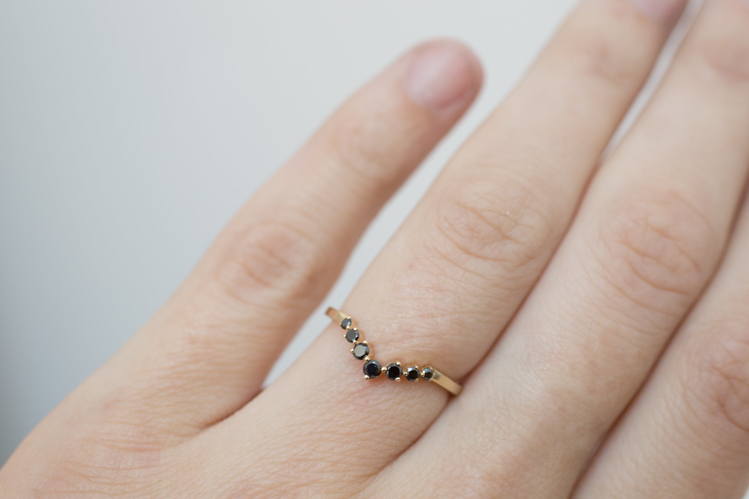 Black Diamond Contour V Band | 14k Recycled Gold