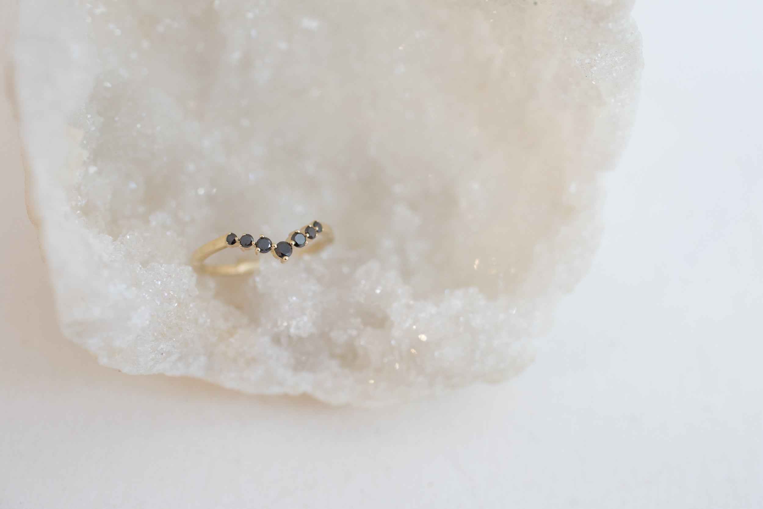 Black Diamond Contour V Band | 14k Recycled Gold