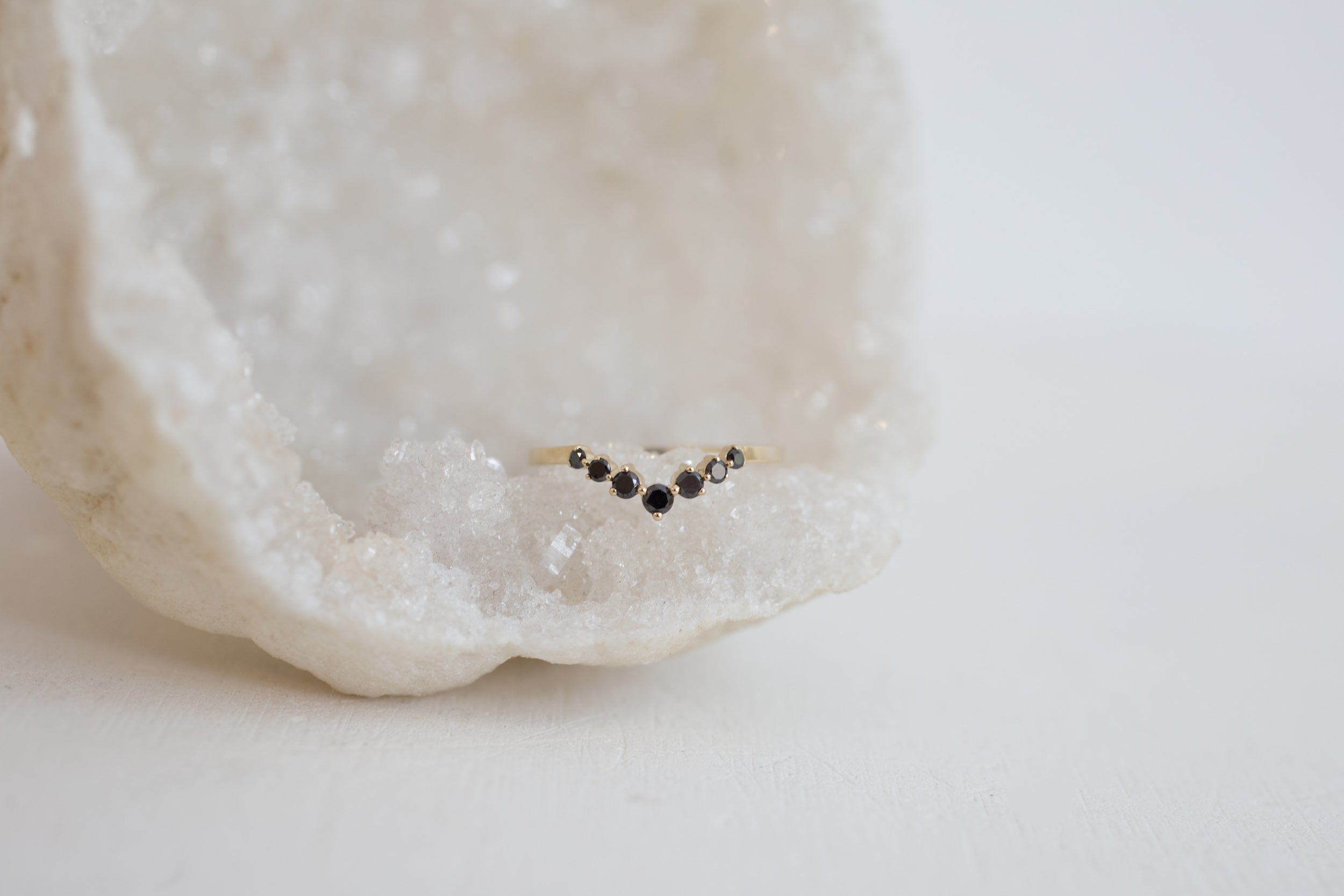 Black Diamond Contour V Band | 14k Recycled Gold
