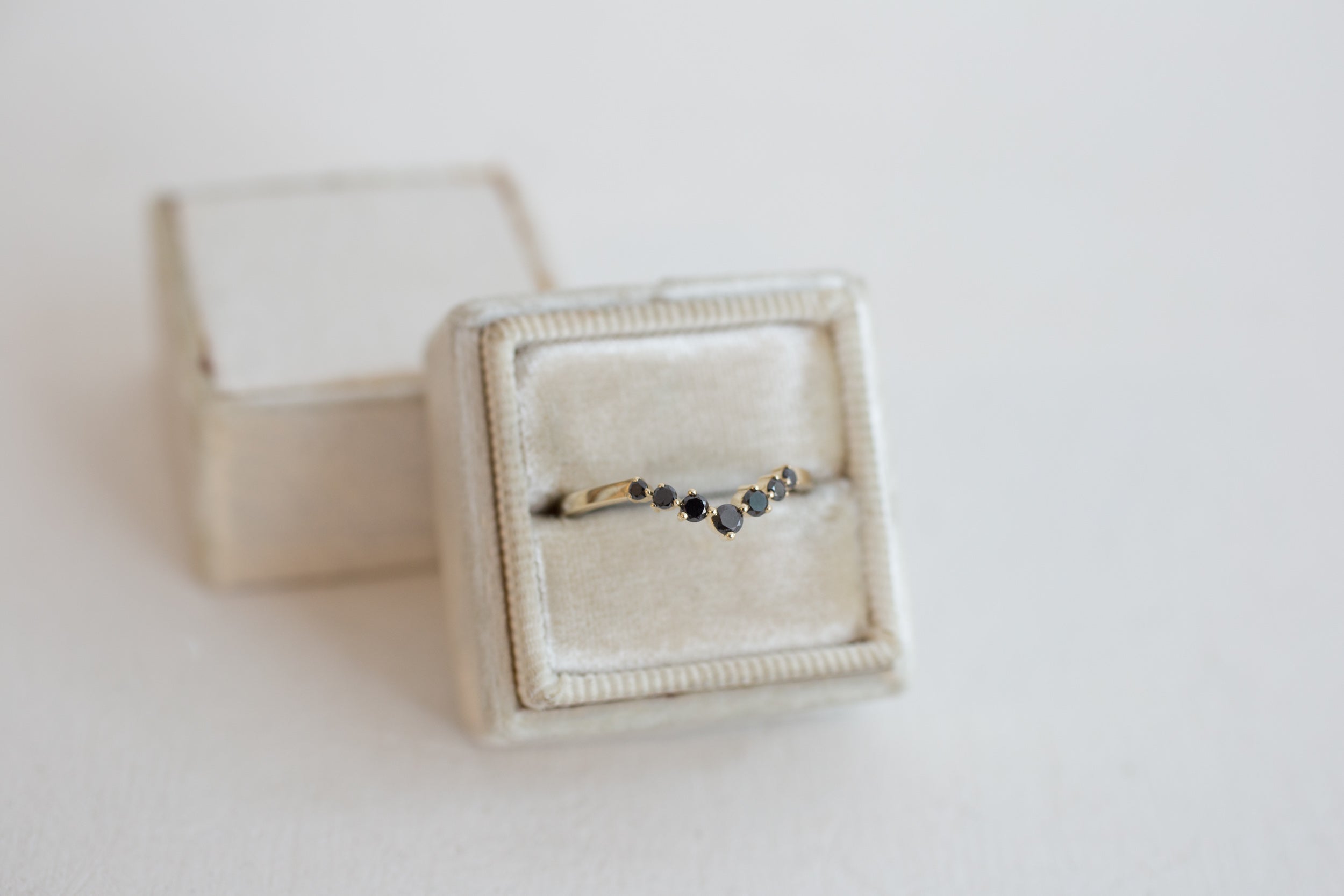 Black Diamond Contour V Band | 14k Recycled Gold