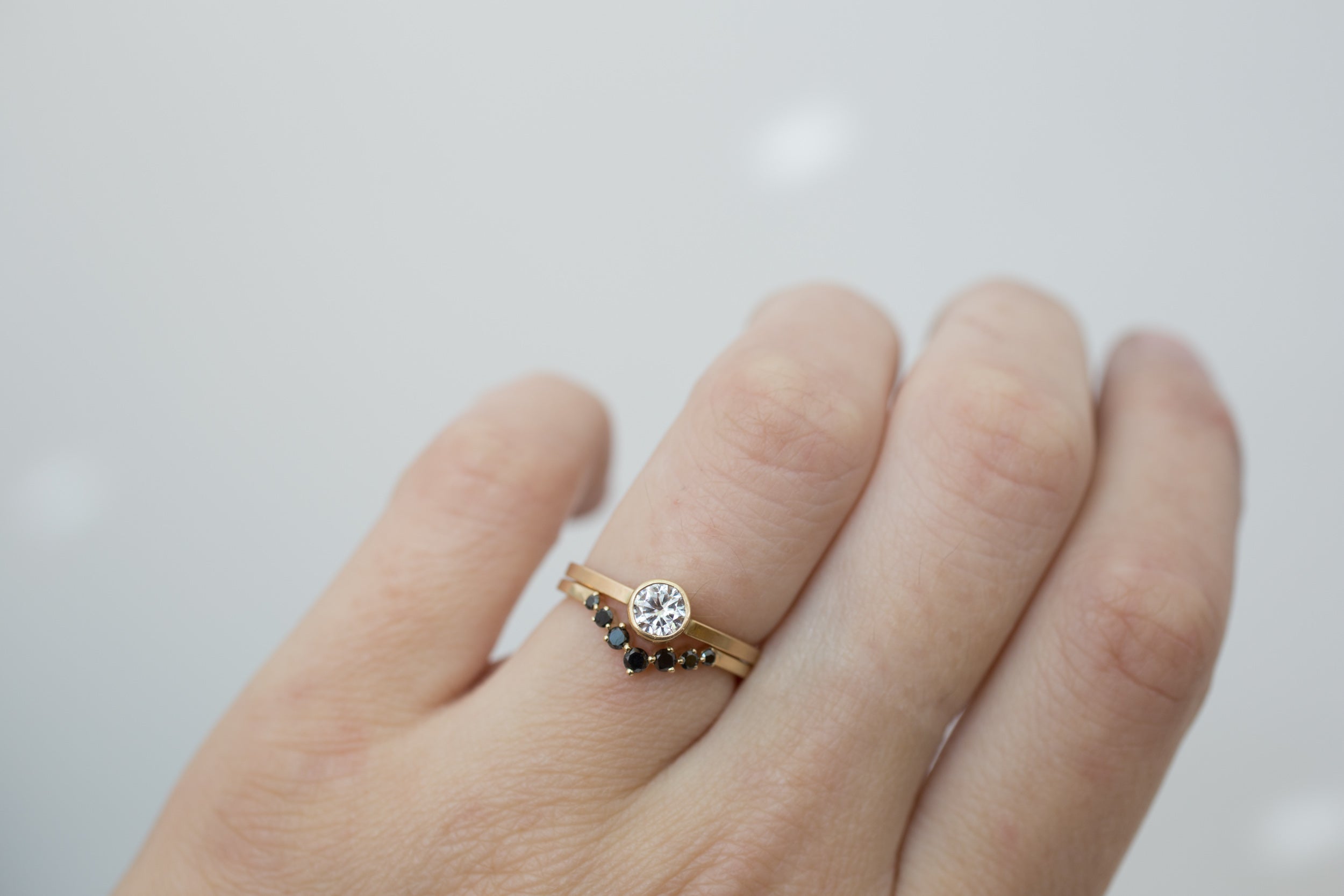 Black Diamond Contour V Band | 14k Recycled Gold