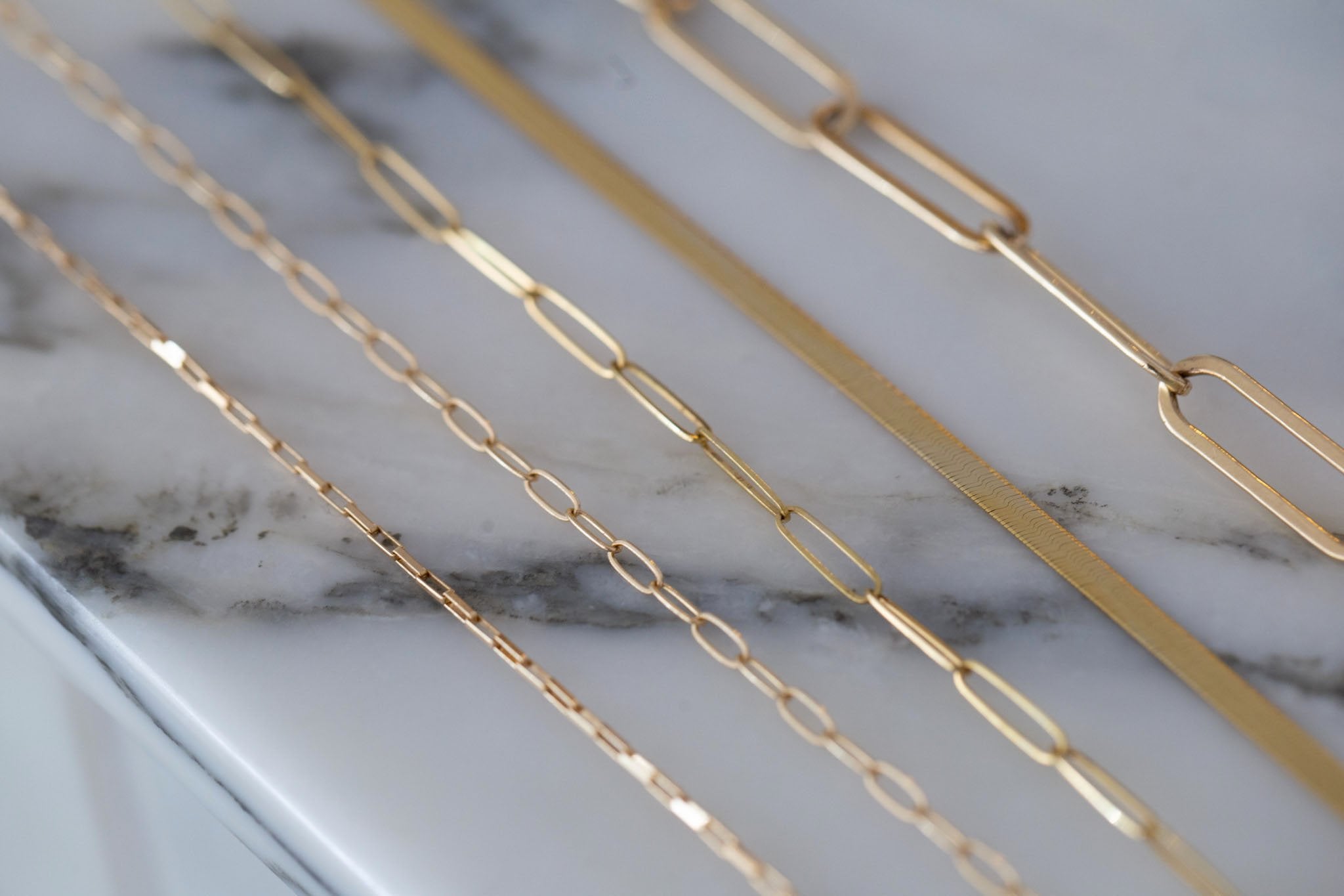 Medium Elongated Flat Link Chain Bracelet | 14k Recycled Gold