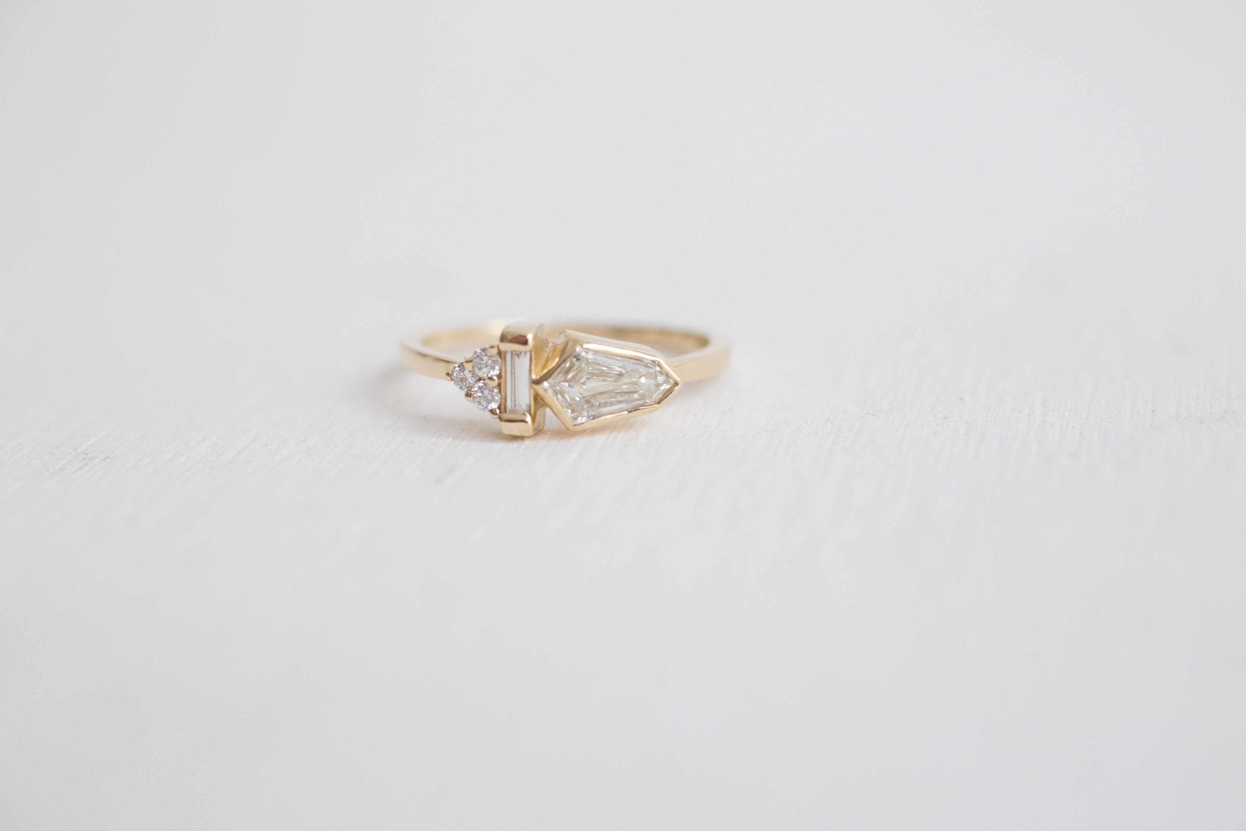 Bullet Diamond Cluster Engagement Ring | 14k Recycled Gold