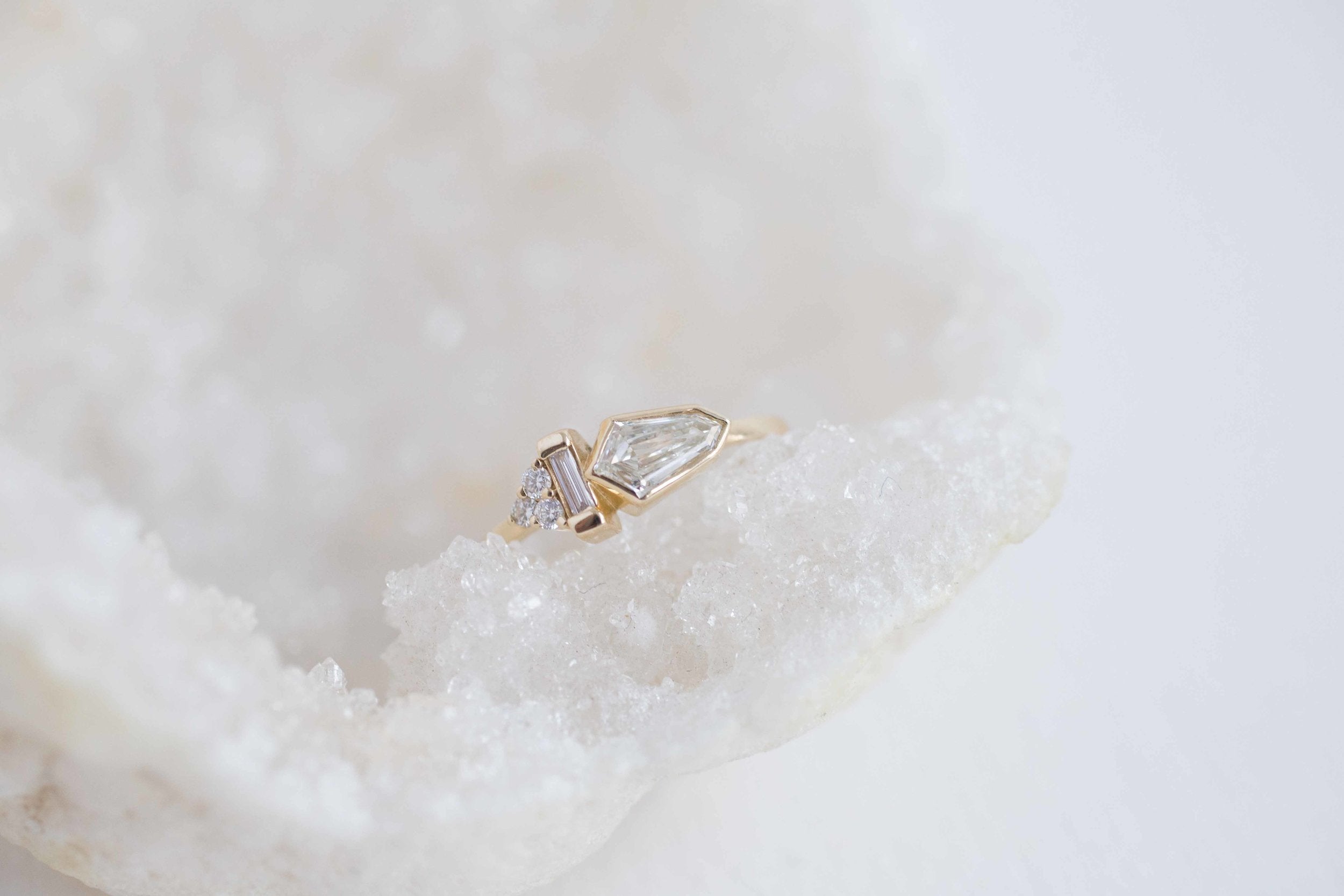 Bullet Diamond Cluster Engagement Ring | 14k Recycled Gold